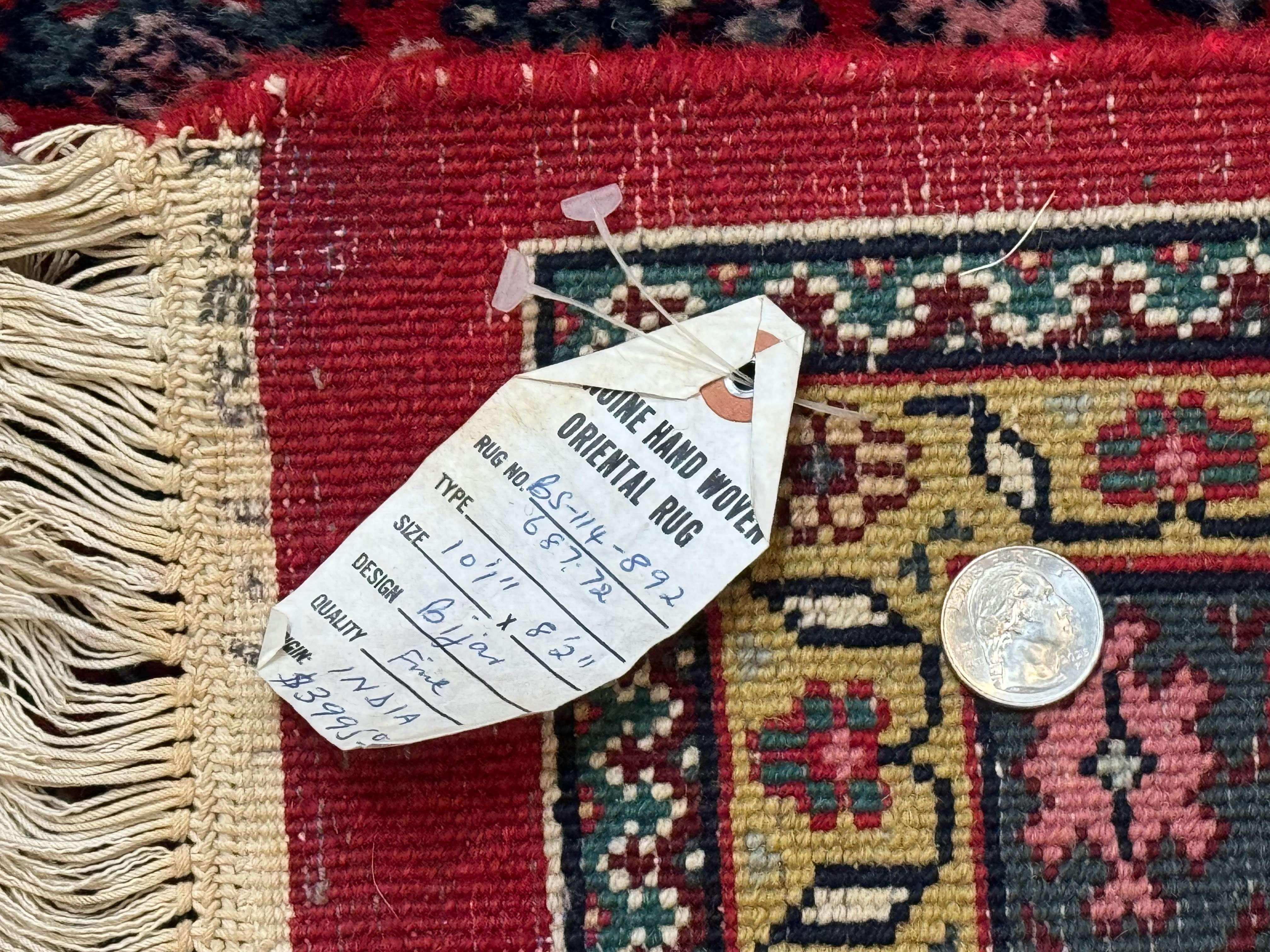 Indo Persian Bidjar Rug 8x10, Red, Herati Pattern, Soft Wool Pile, Vintage - Jewel Rugs