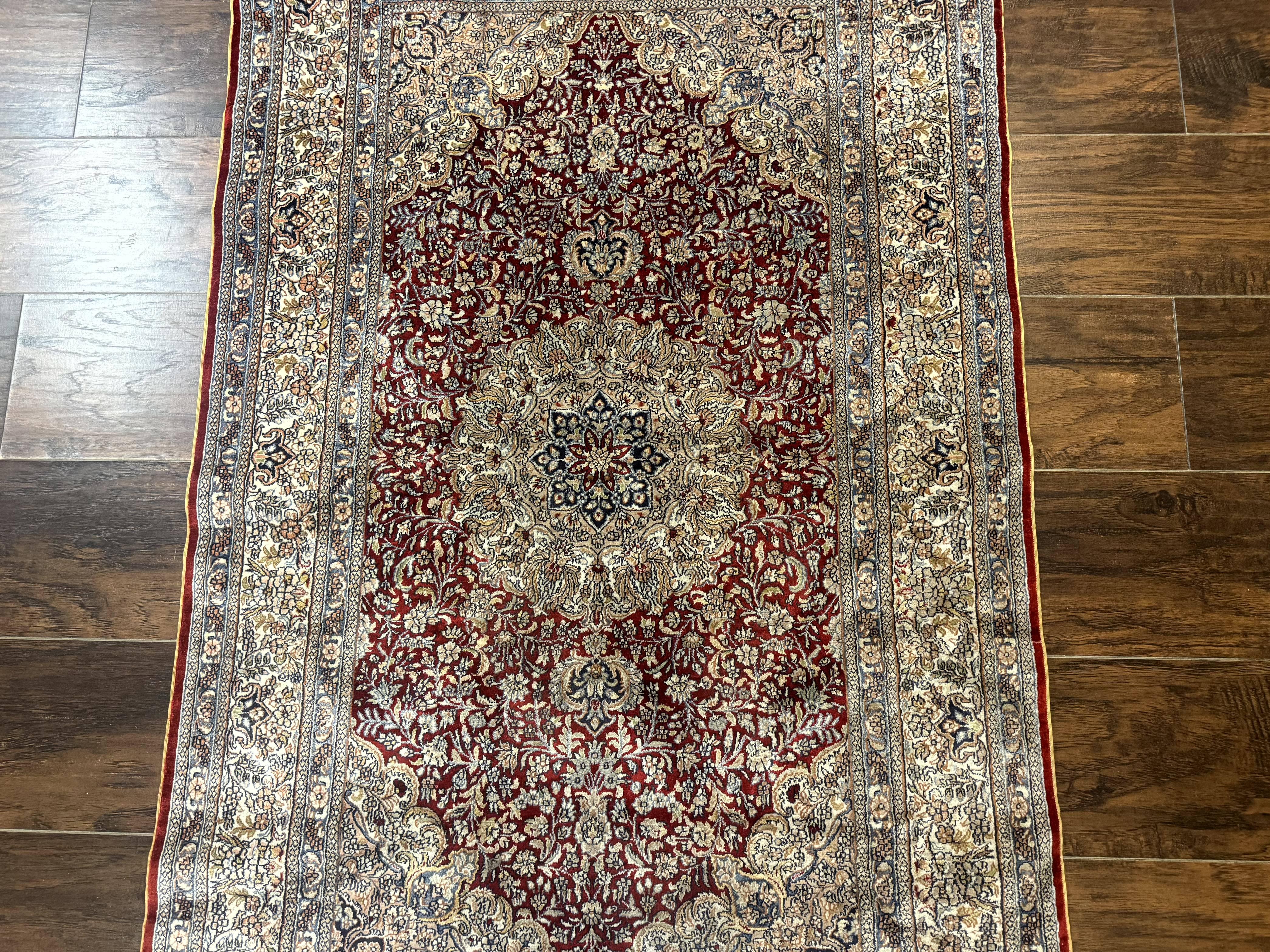 Sino Persian Silk Rug 3x5, Super Fine 440 KPSI, Floral Medallion, Handmade - Jewel Rugs