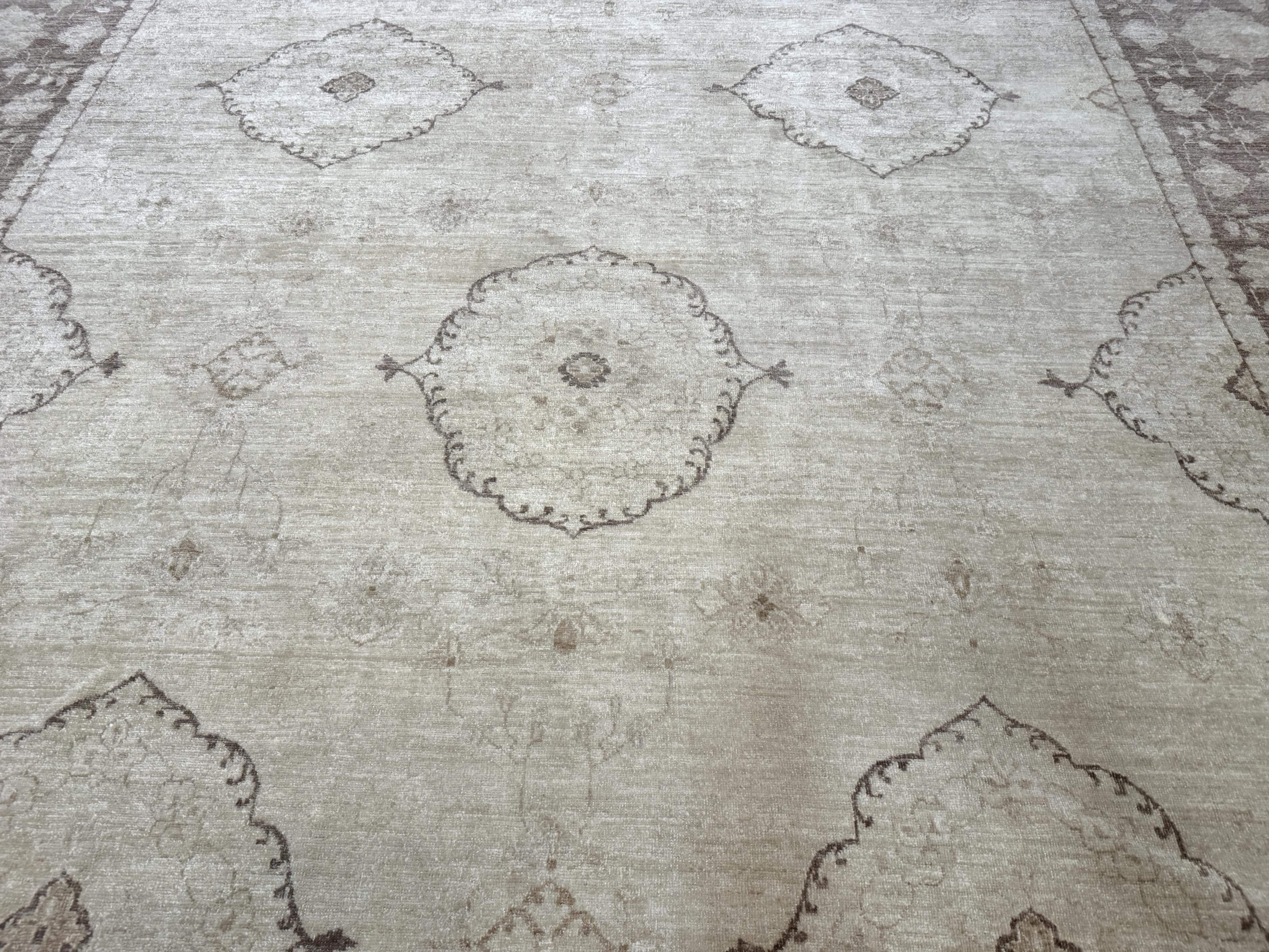 Modern Pakistani Peshawar Rug 10x13, Neutral Colors, Vintage Rug for Modern Home - Jewel Rugs