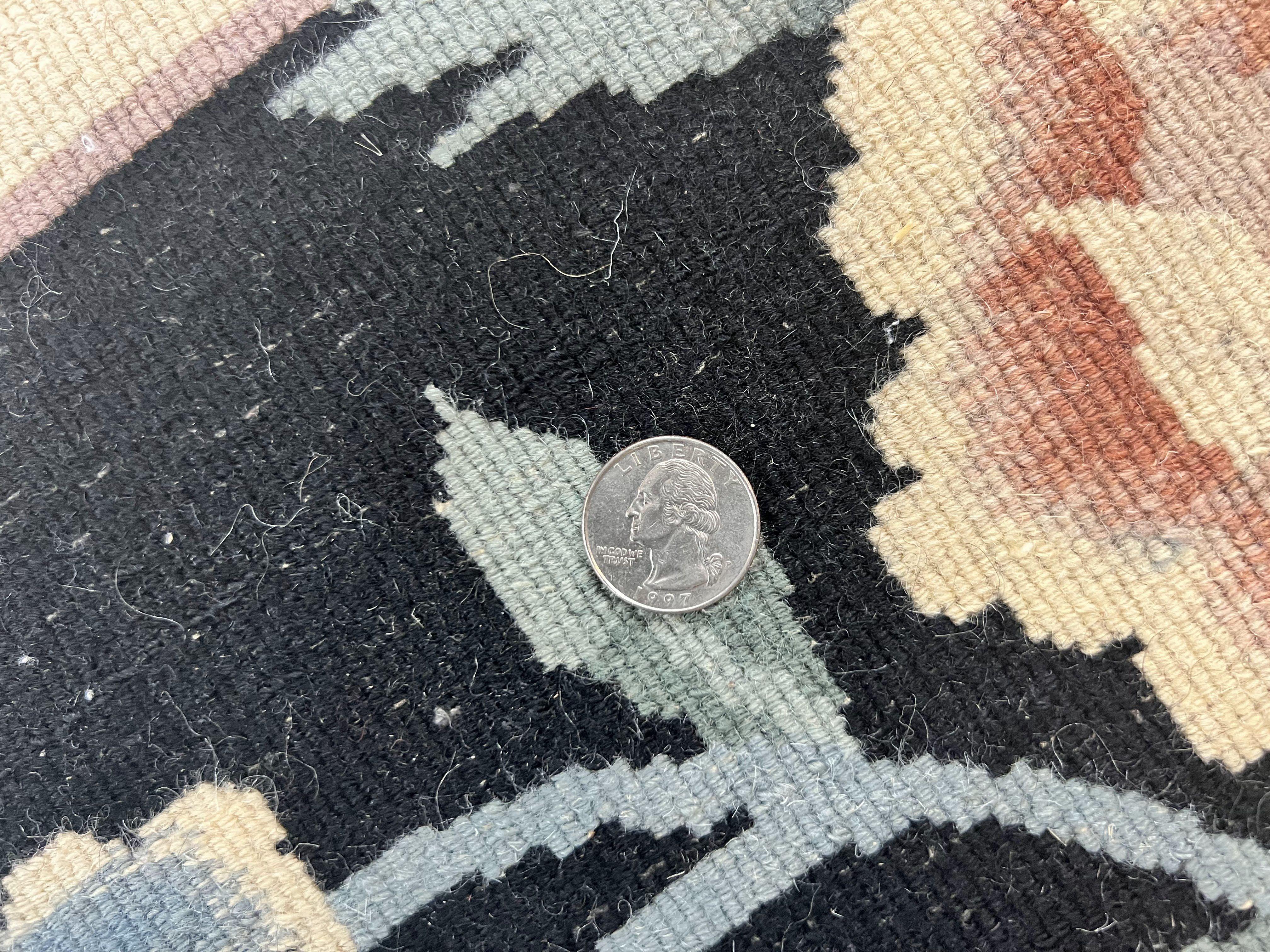 Chinese Wool Rug 8x10, Floral Design, Cream & Black, Art Deco 90 Line Rug 8 x 10, Soft, Handmade Vintage Oriental Carpet - Jewel Rugs