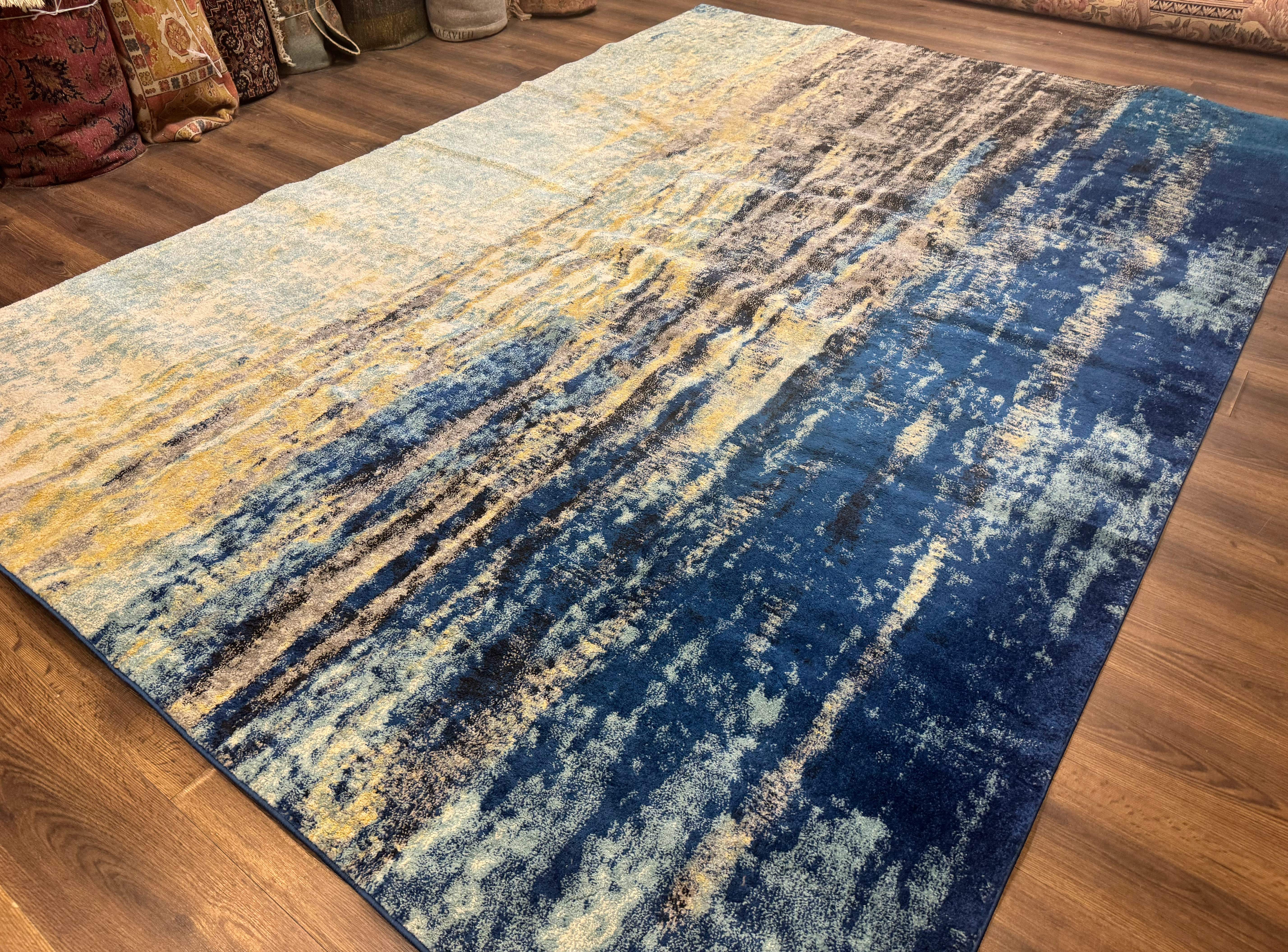 Modern Abstract Blue Area Rug 8x11 ft - Jewel Rugs