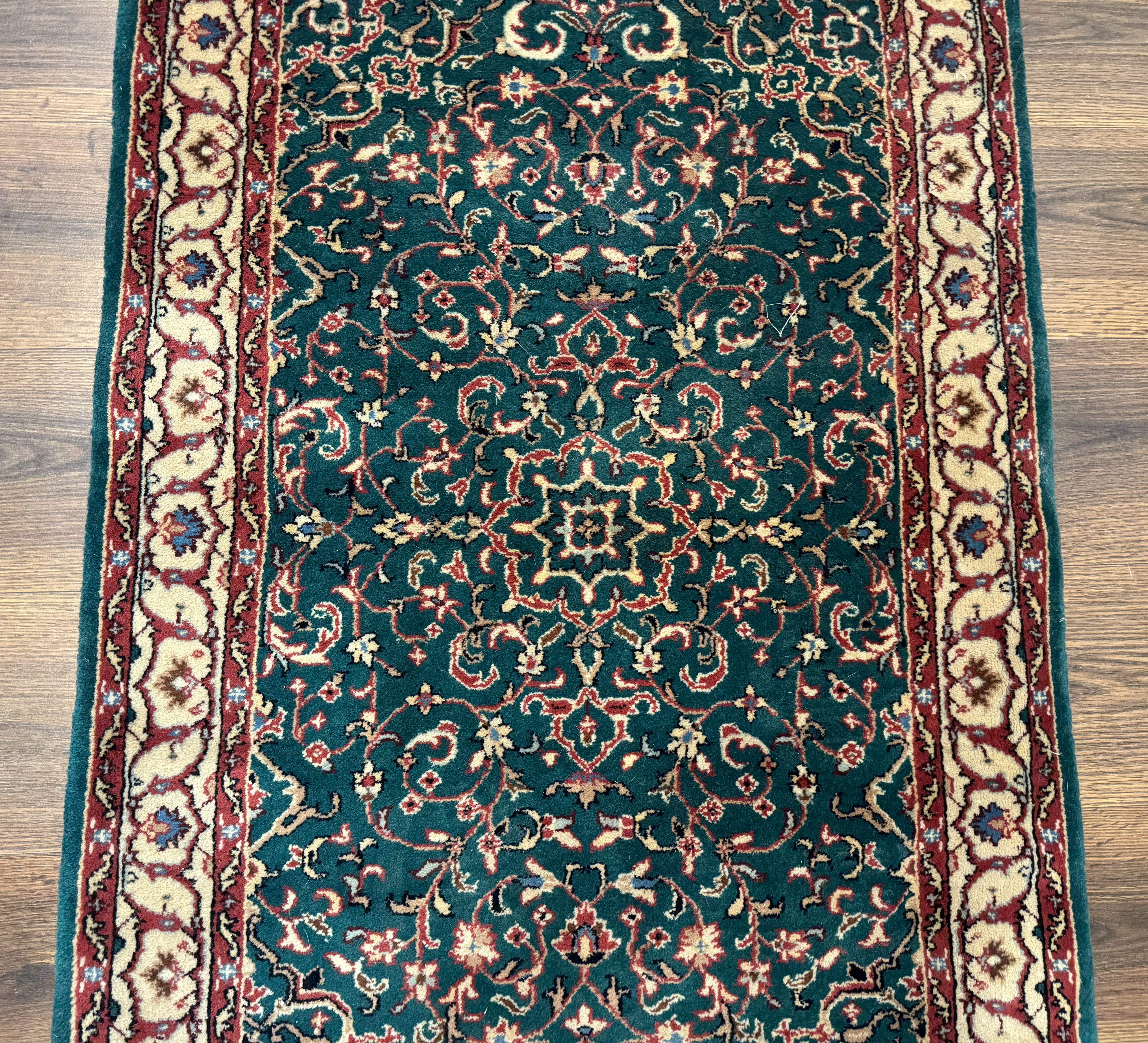 Dark Green Indo Persian Rug 2.5 x 4, Hand Knotted Wool Small Oriental Carpet - Jewel Rugs