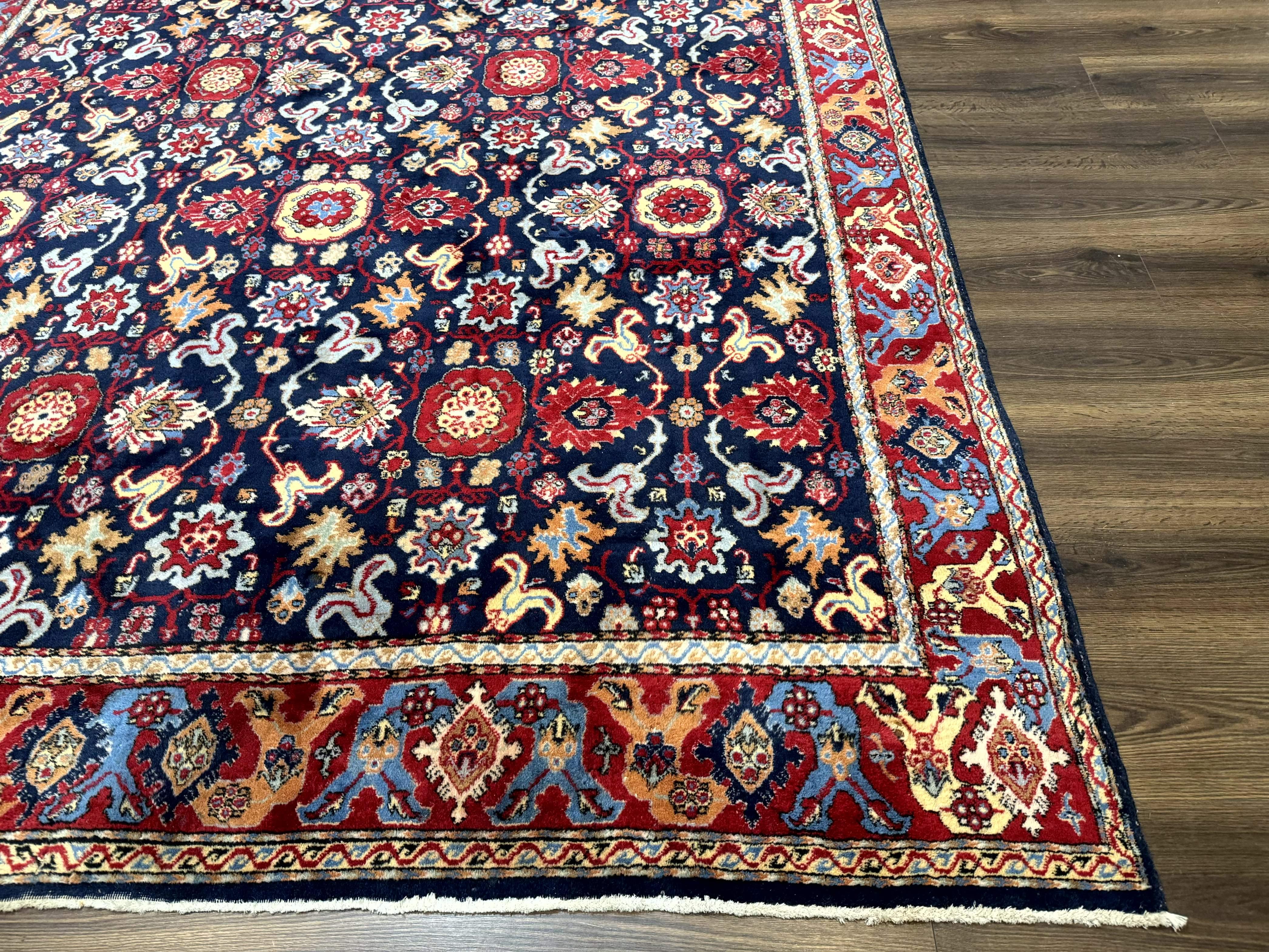 Persian Sarouk Mahal Rug 7x11, Navy Blue Multicolor Colorful Persian Carpet, Mina Khani Allover Pattern, Vintage Persian Rug - Jewel Rugs