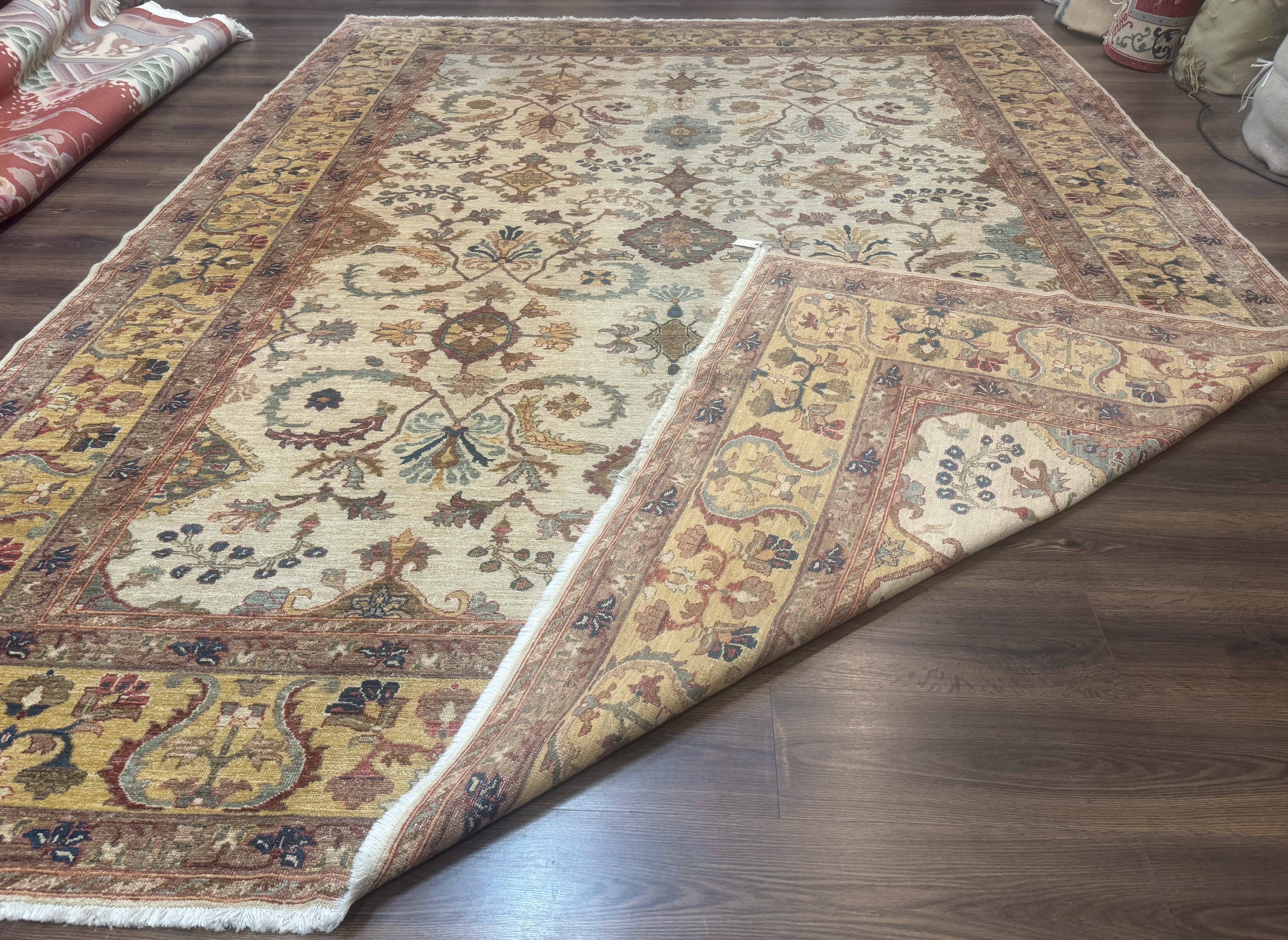 Egyptian Rug 9x12, Mahal Sultanabad Carpet, Handmade Wool Rug, Oatmeal Color - Jewel Rugs