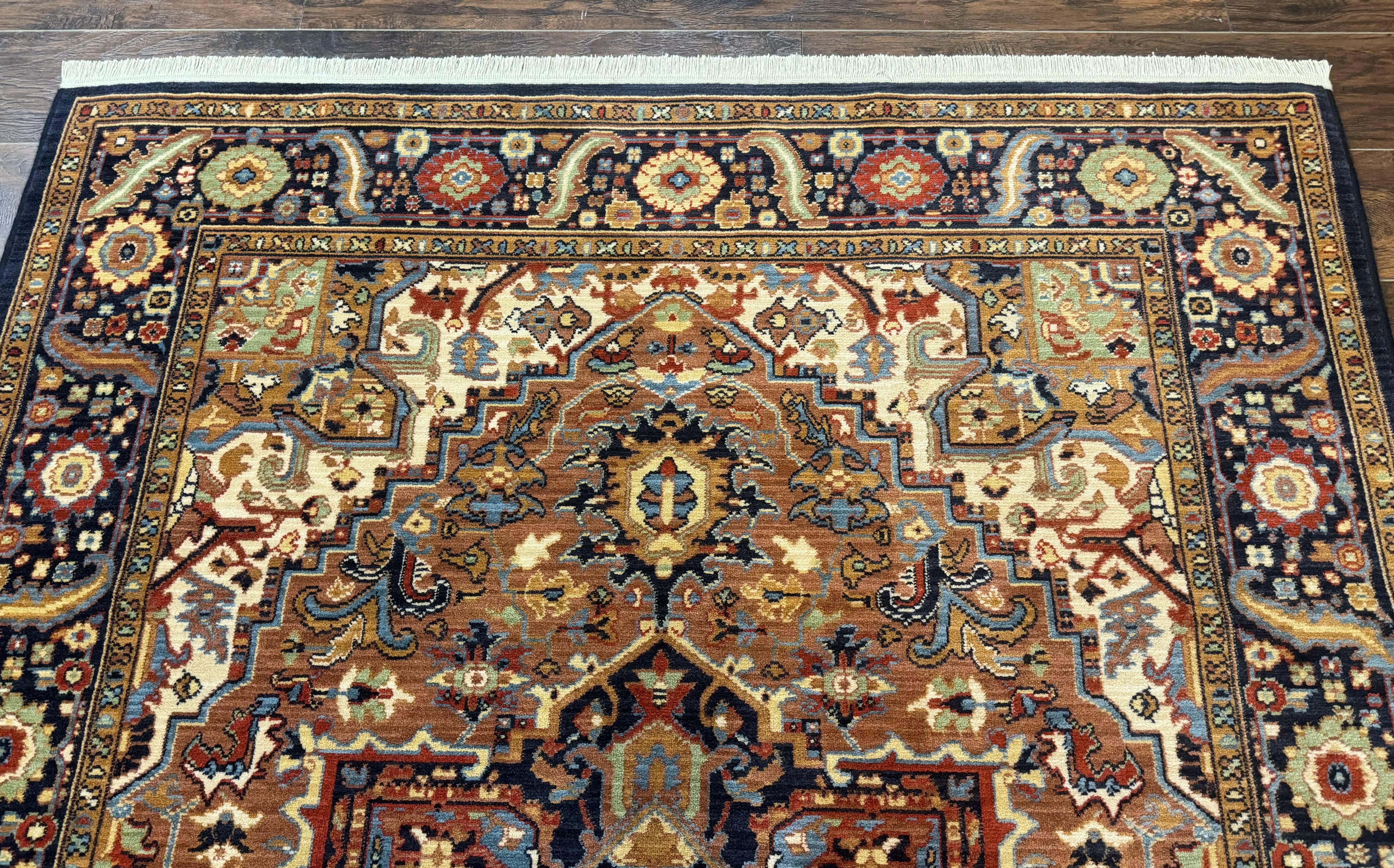 Karastan Rug 6x8, English Manor Windsor Heriz Karastan Carpet, Geometric Design, Wool Pile, Vintage Area Rug - Jewel Rugs