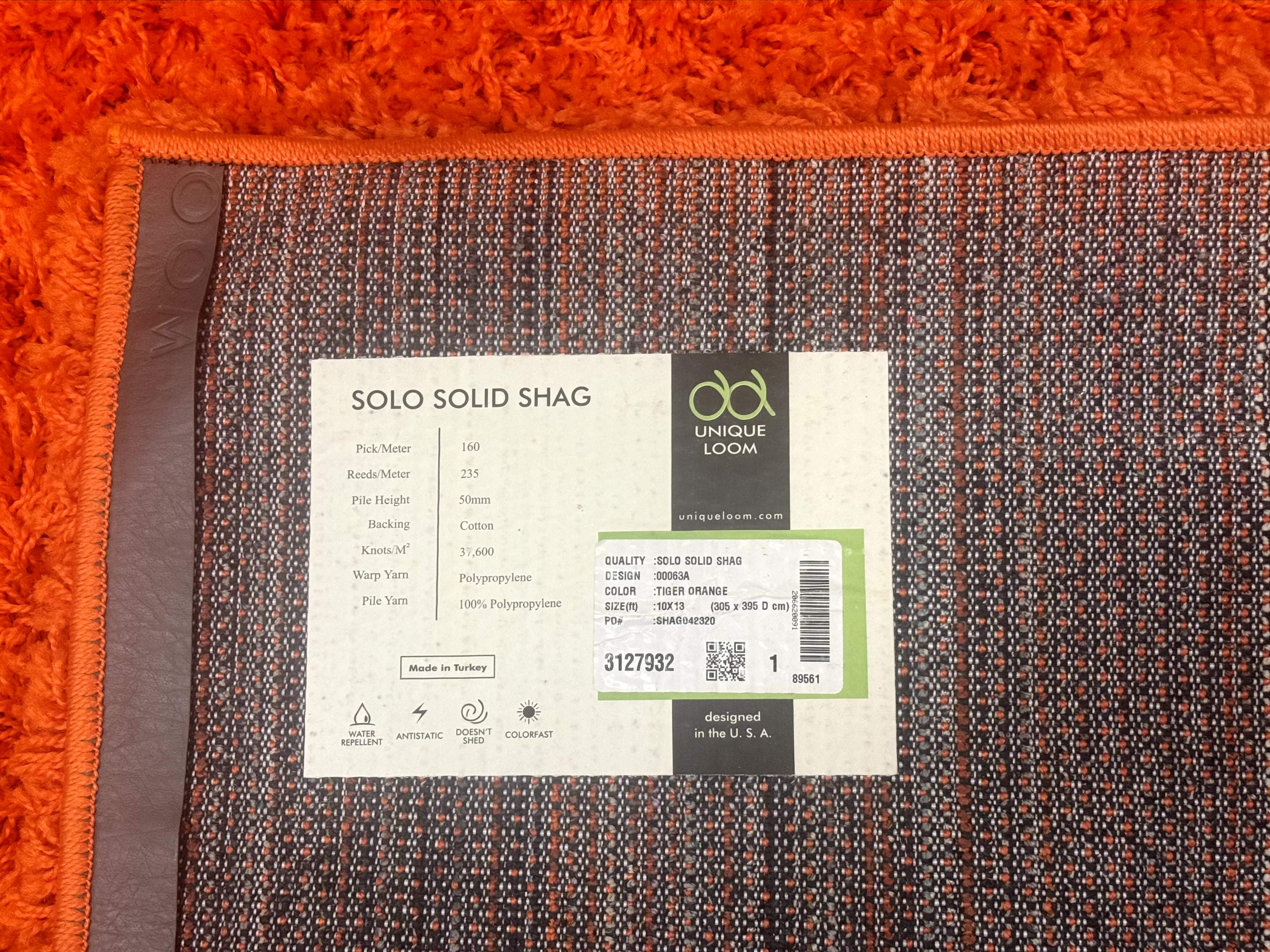 Large Orange Shag Rug 10x13 ft - Jewel Rugs