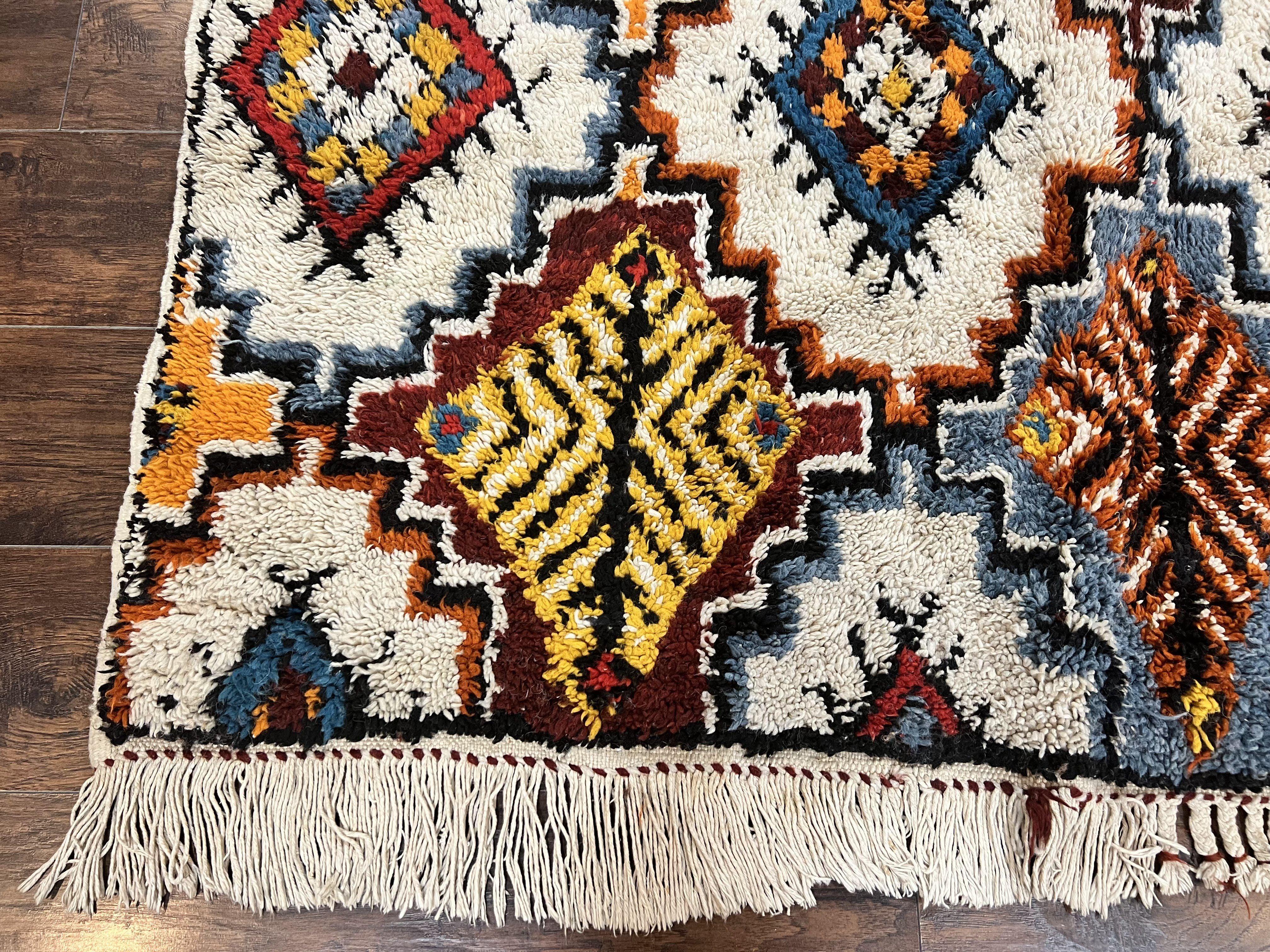 Moroccan Rug 5.9 x 7.6, Colorful Geometric Panel, Soft Wool, Handmade, Multicolor, Vintage Moroccan Carpet, Berber Rug, Rabat Rug - Jewel Rugs