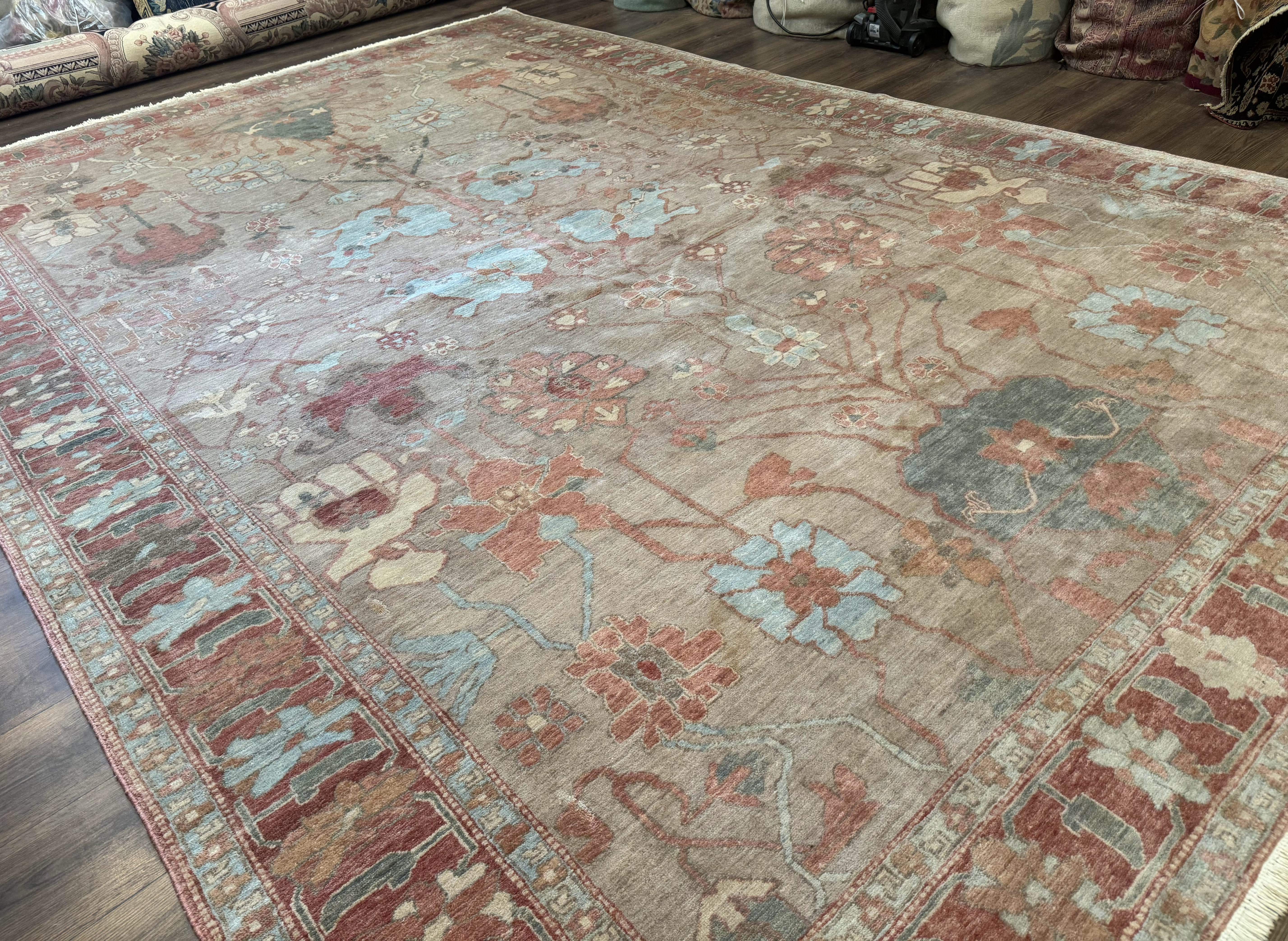 Turkish Oushak Rug 10x14, Rug for Modern Home, Soft Thick Pile, Muted Colors - Jewel Rugs