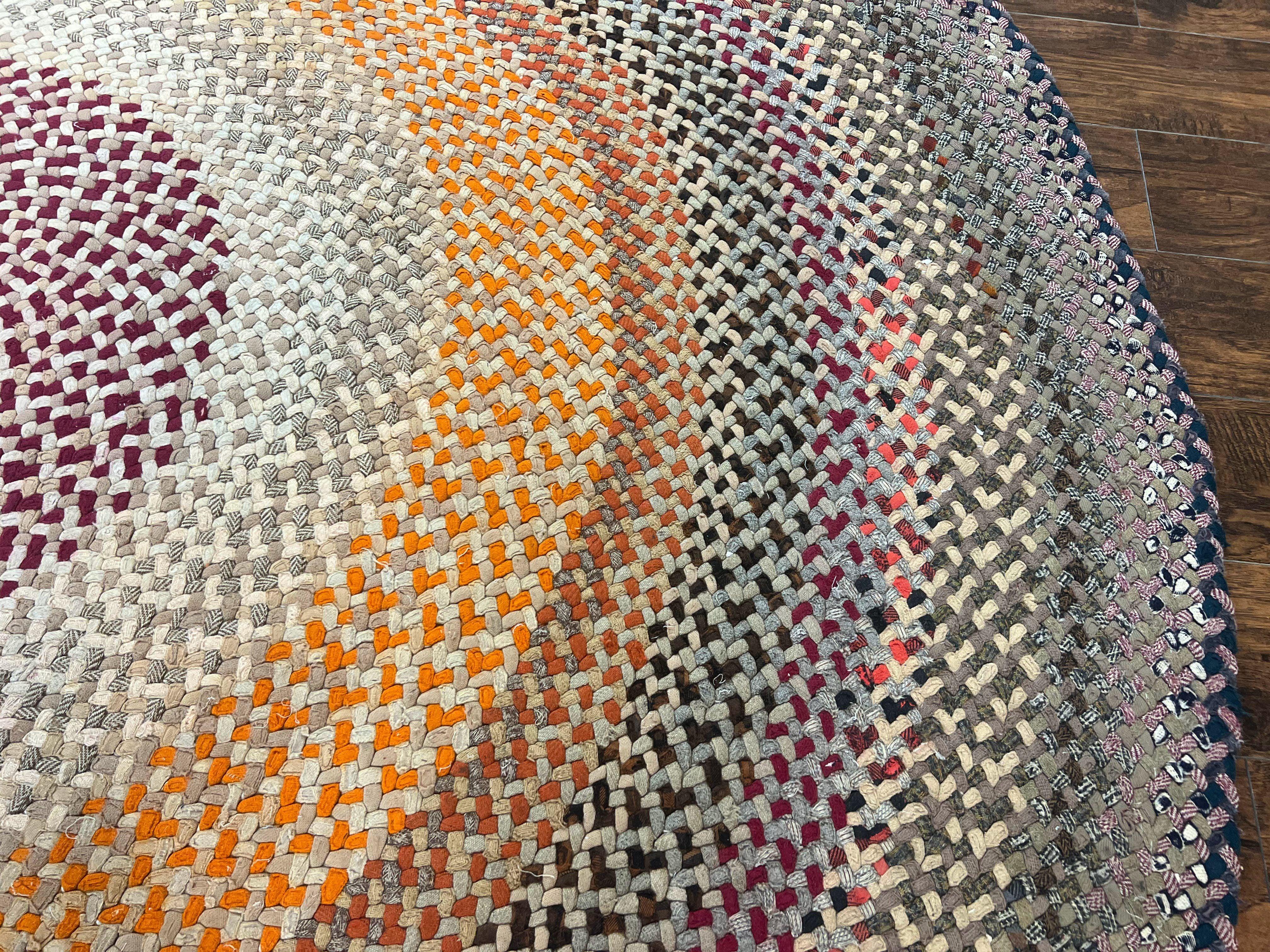 Large American Braided Rug 9x9, Multicolor Vintage Braided Carpet - Jewel Rugs