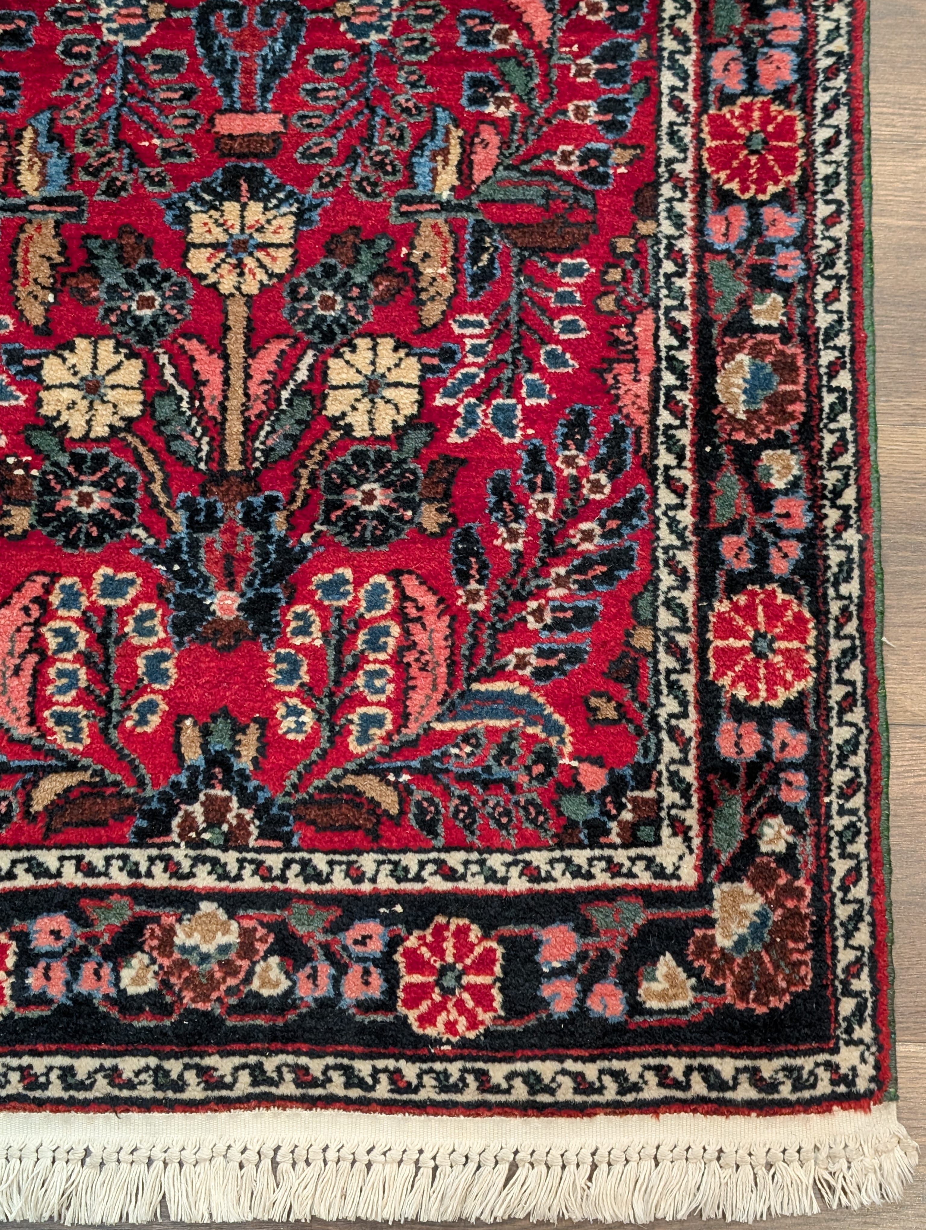 Red Persian Runner Rug 3 x 15, Hamadan Runner, Vintage - Jewel Rugs