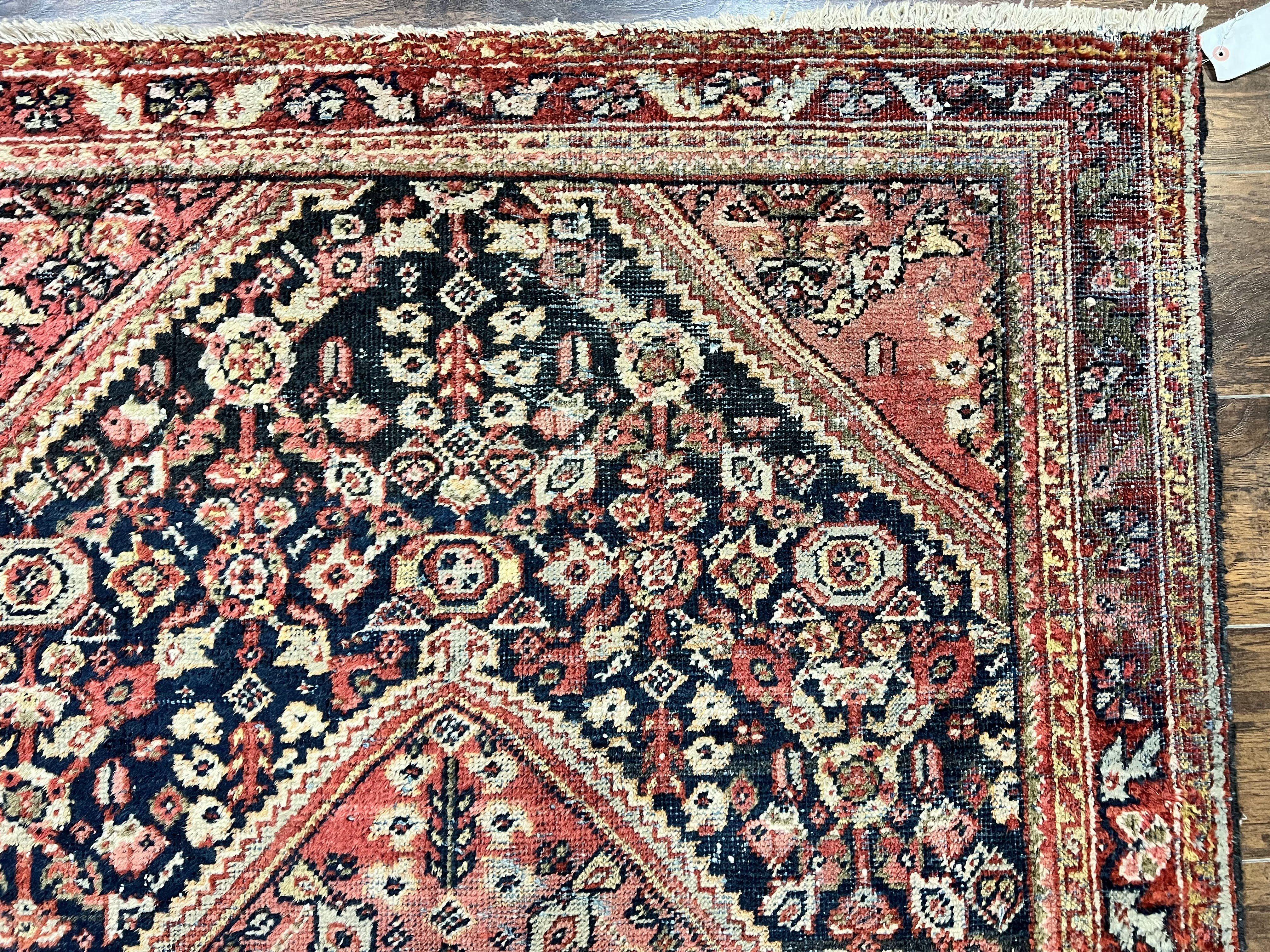 Antique Persian Mahal Rug 4x7, Wool Hand Knotted Tribal Geometric Carpet - Jewel Rugs