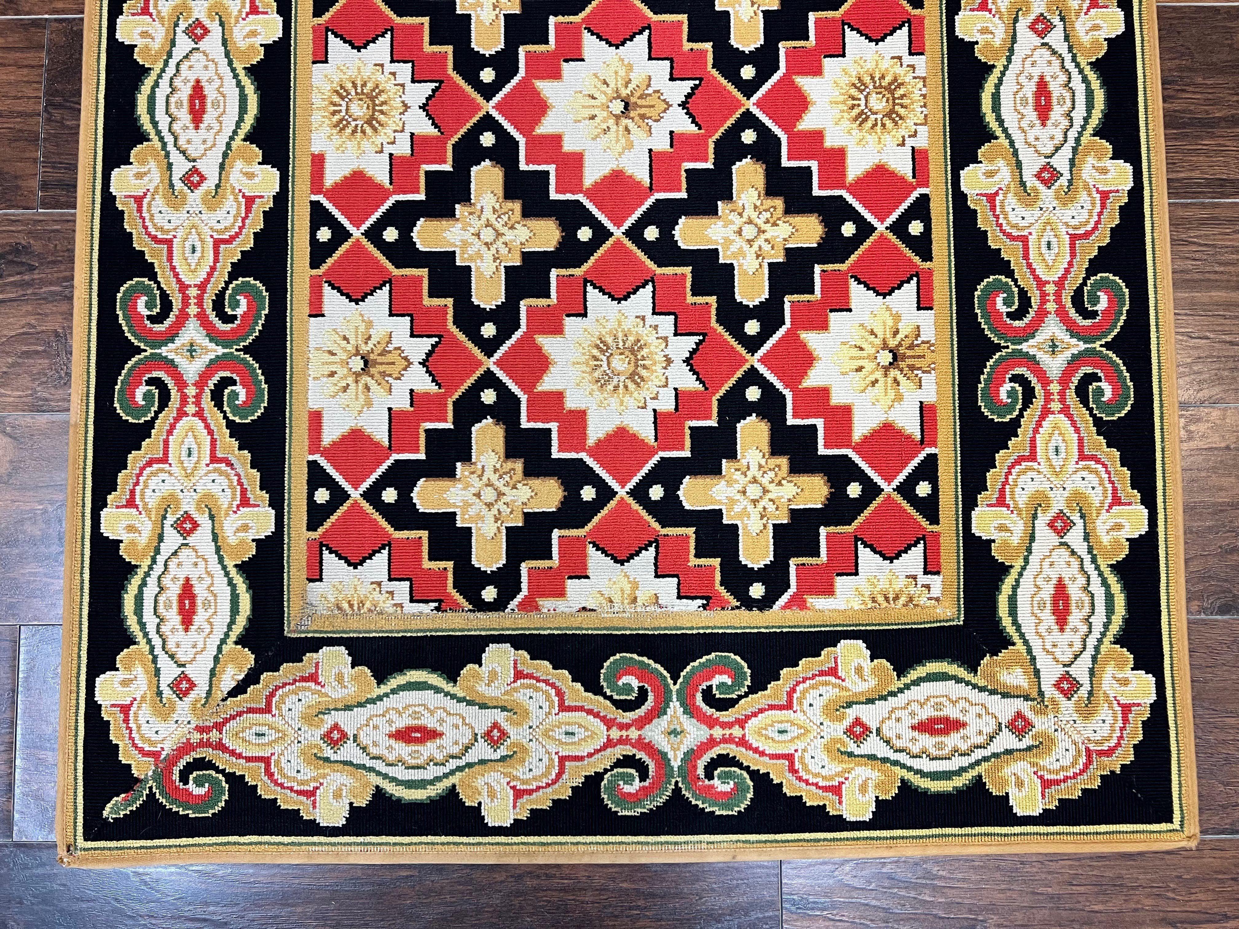 Vintage Runner Rug 3.5 x 14, Long Runner Rug, Stark Custom Made Carpet, European Design, Red Black Ivory Tan, Long Rug for Hallway - Jewel Rugs