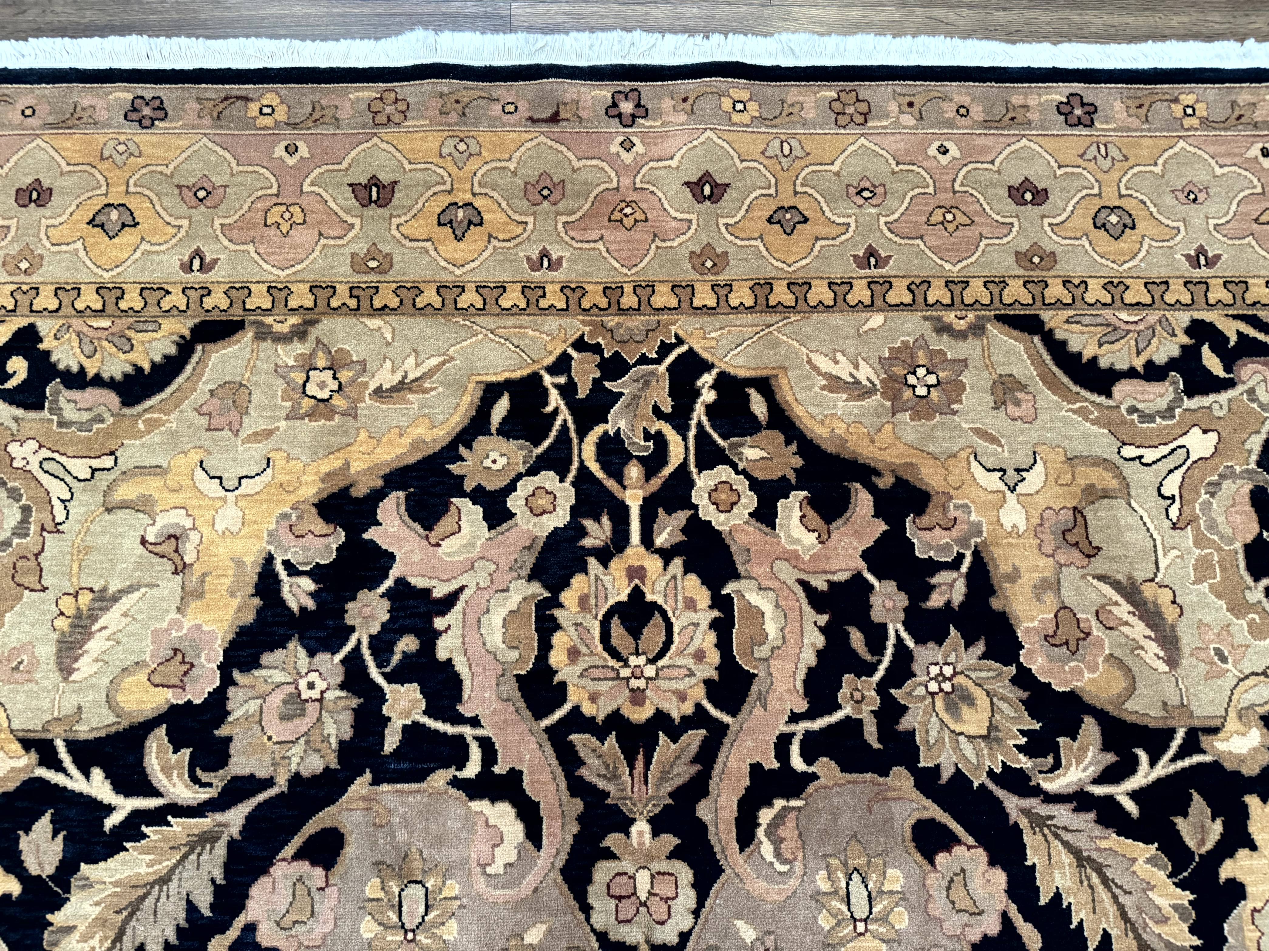 Handmade Wool Rug 8x10, Black & Dark Beige, Nourison, Traditional Rug - Jewel Rugs