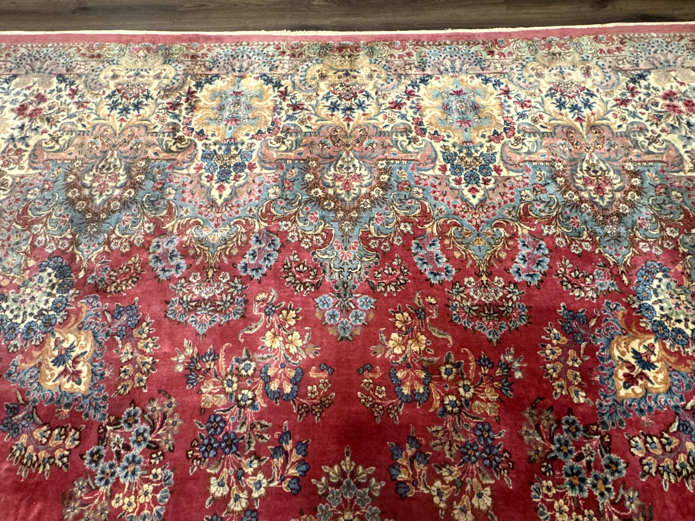 Persian Kerman Rug 12x18 Red Palace Sized Wool Handmade Carpet - Jewel Rugs
