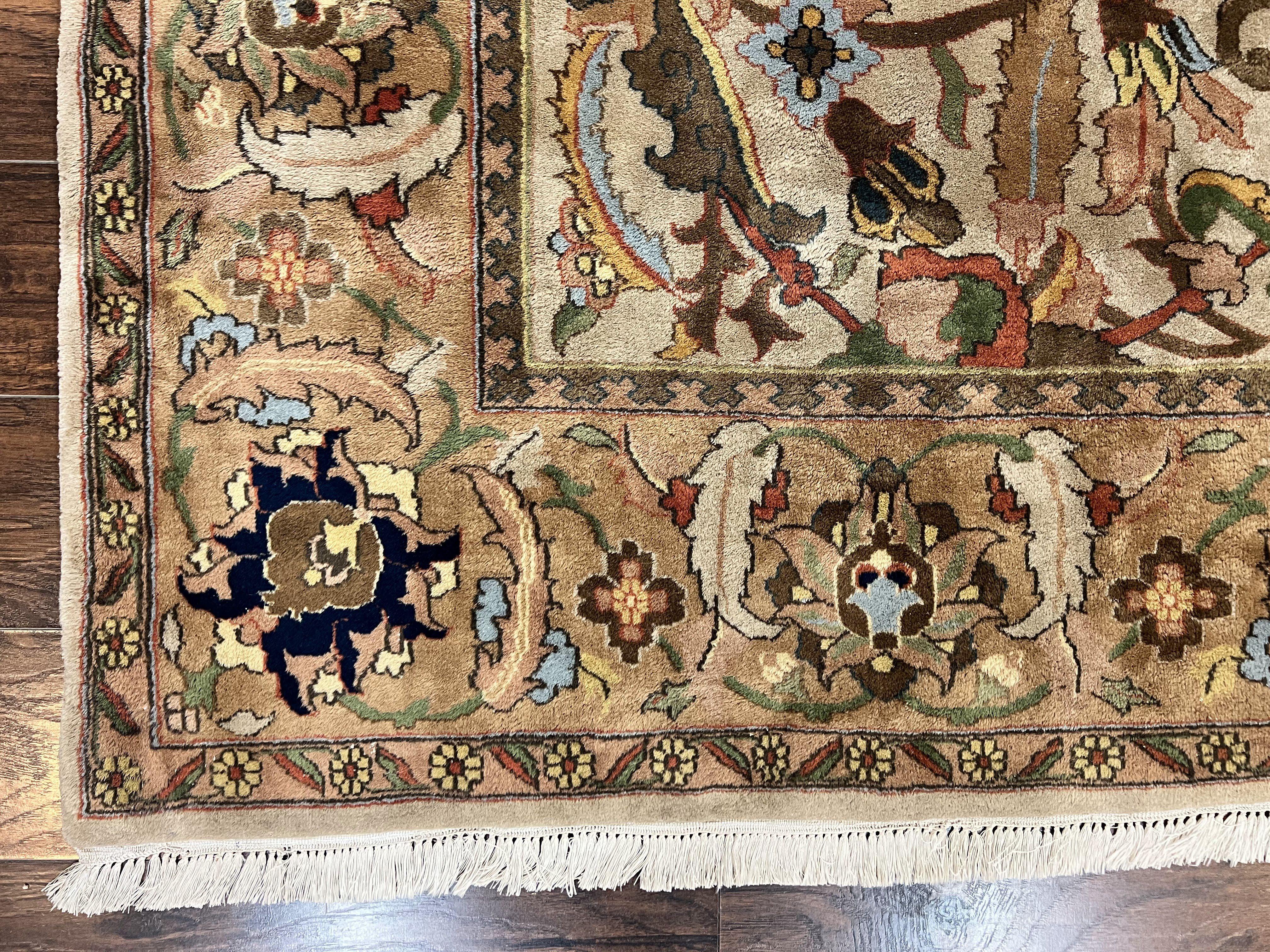 Indian Agra Rug 8x10, Wool Vintage Handmade Carpet, Gray Brown - Jewel Rugs