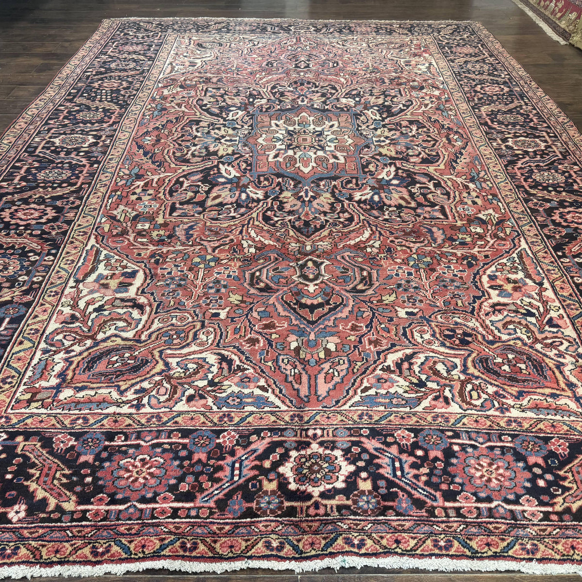 Persian Heriz Rug 10x13, Antique Wool Carpet, Geometric, Ahar Rug ...