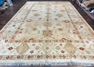 Large Turkish Oushak Rug 10x15 ft, Beige Hand Knotted Room Sized Neutral Colors Wool Oriental Carpet, Vintage Handmade Area Rug 10 x 15