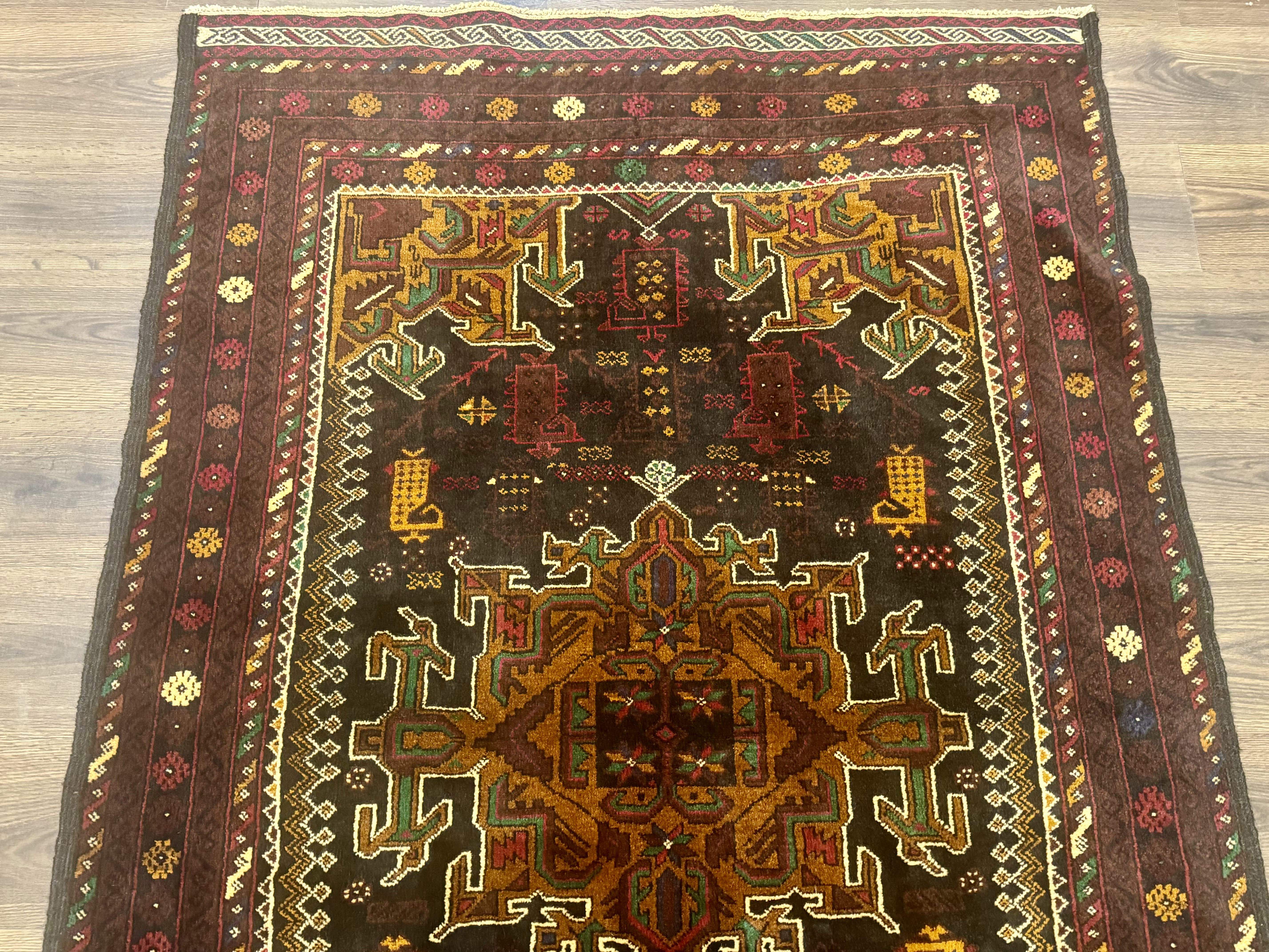 Persian Baluch Rug 4x7, Hand-Knotted Wool Tribal Carpet - Jewel Rugs
