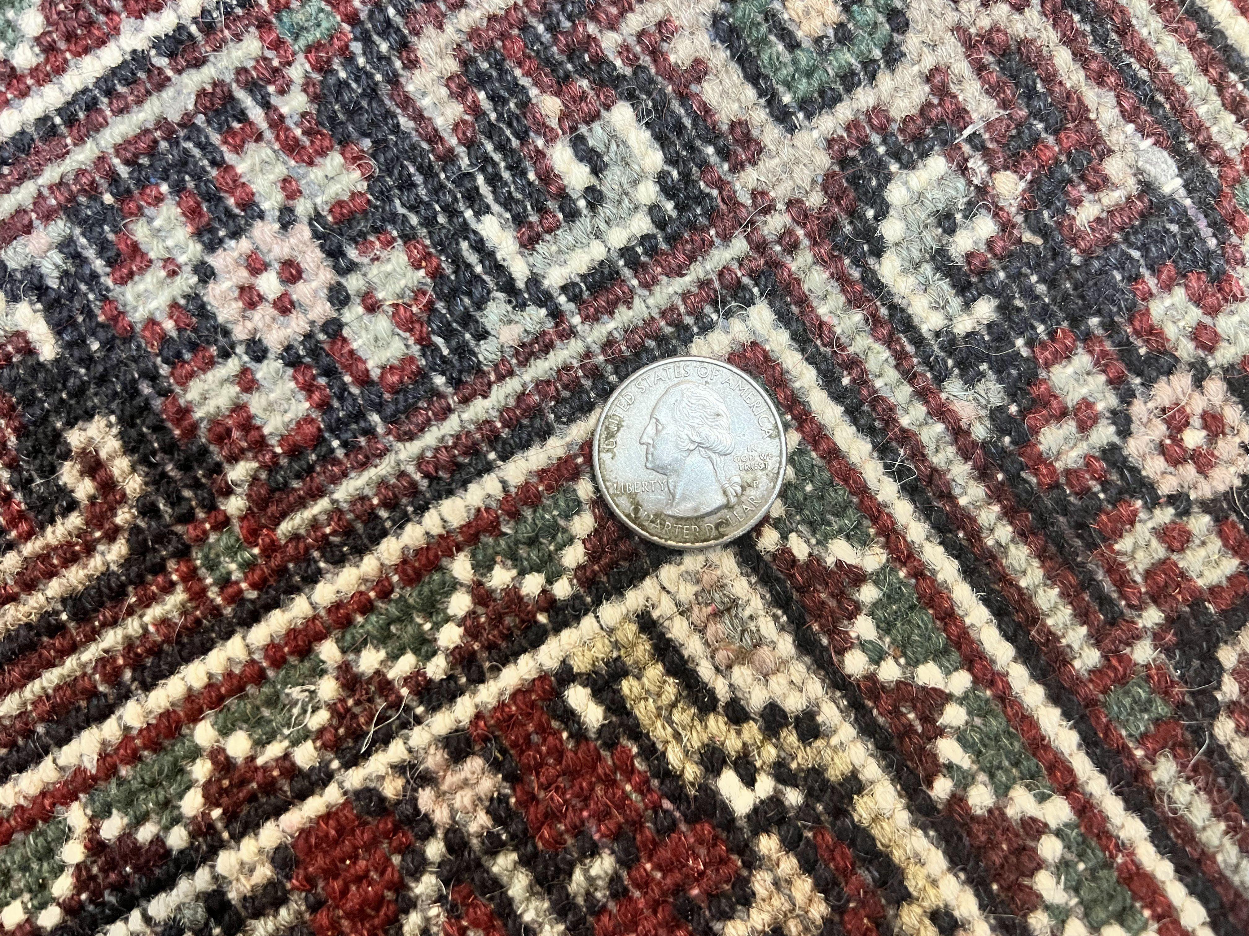 Indo Persian Runner Rug 2.7 x 8, Wool Hand Knotted Vintage Carpet, Red Black, Herati Allover Pattern, Oriental Runner, Rug for Hallway - Jewel Rugs