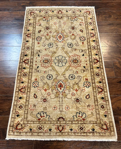 Pak Persian Rug 3x5, Handmade Vintage Oriental Carpet, Wool Rug, Beige/Tan