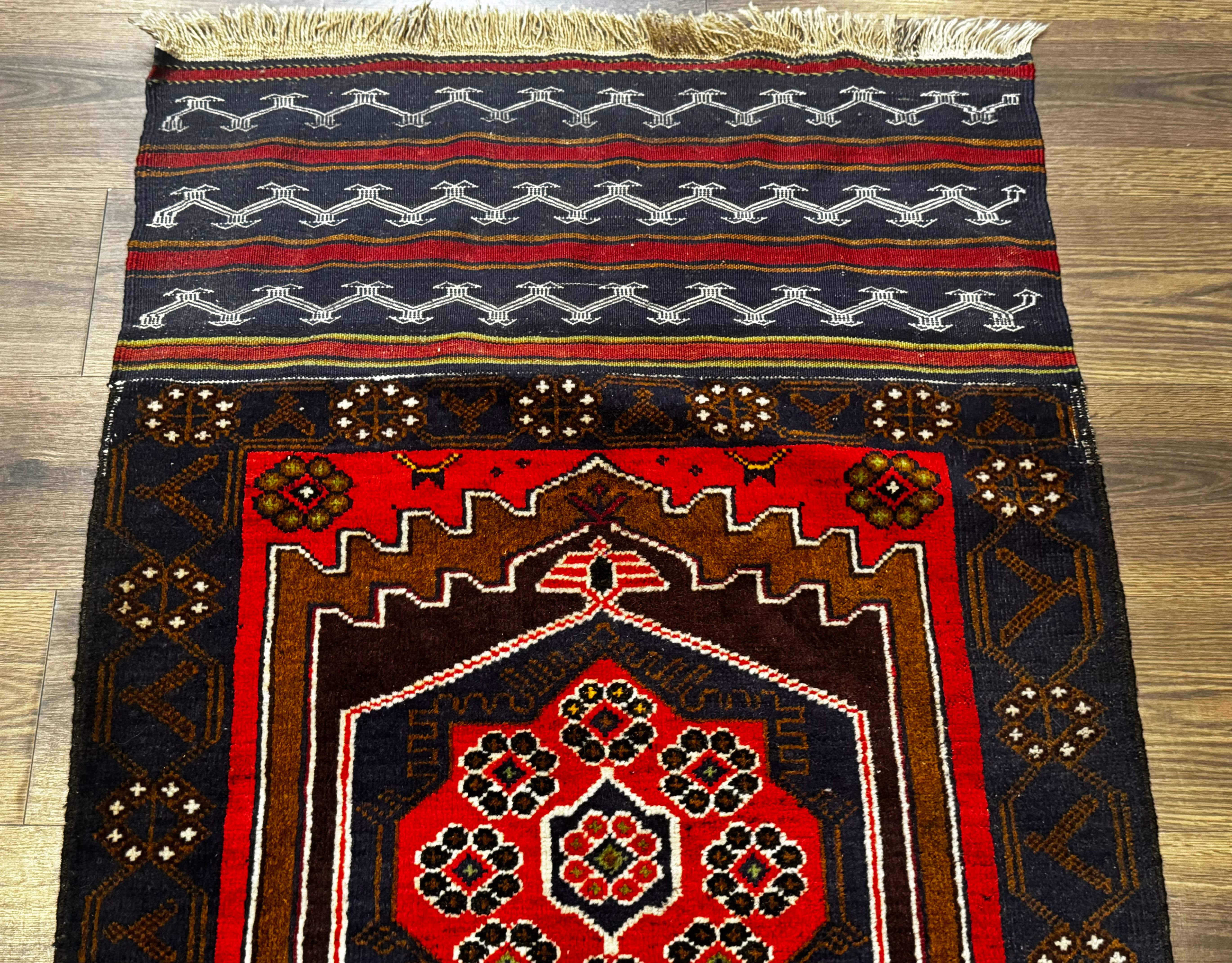 Afghan Rug 3x5, Tribal, Navy Blue, Wool, Handmade, Geometric, Rustic - Jewel Rugs