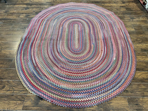 American Braided Rug 7x9, Multicolor Large Oval Braided Carpet, Vintage Oval Rug