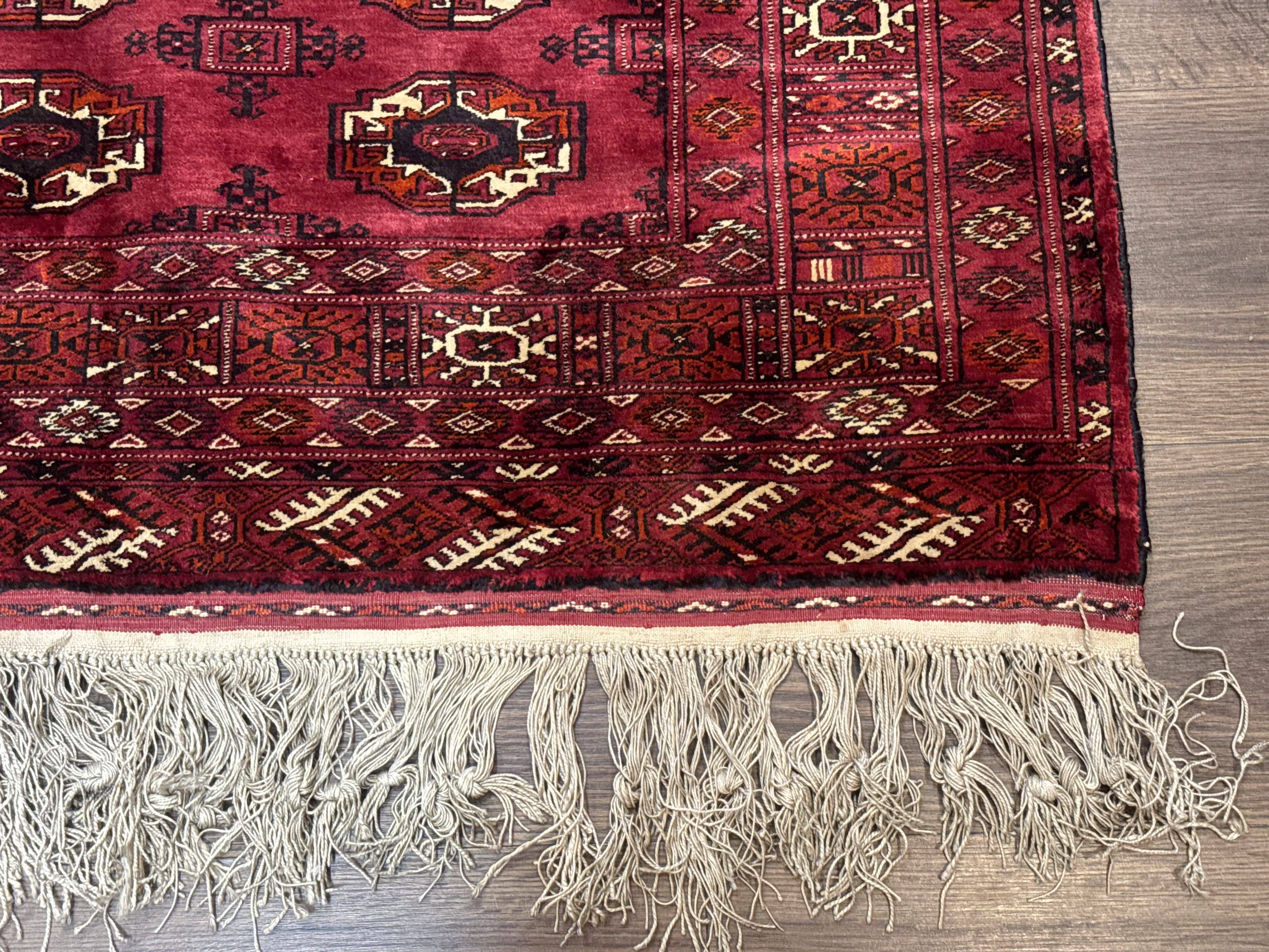 Antique Persian Silk Turkoman Rug 4x5, Silk Pile on Silk Foundation, Red, Rare Tribal Rug - Jewel Rugs