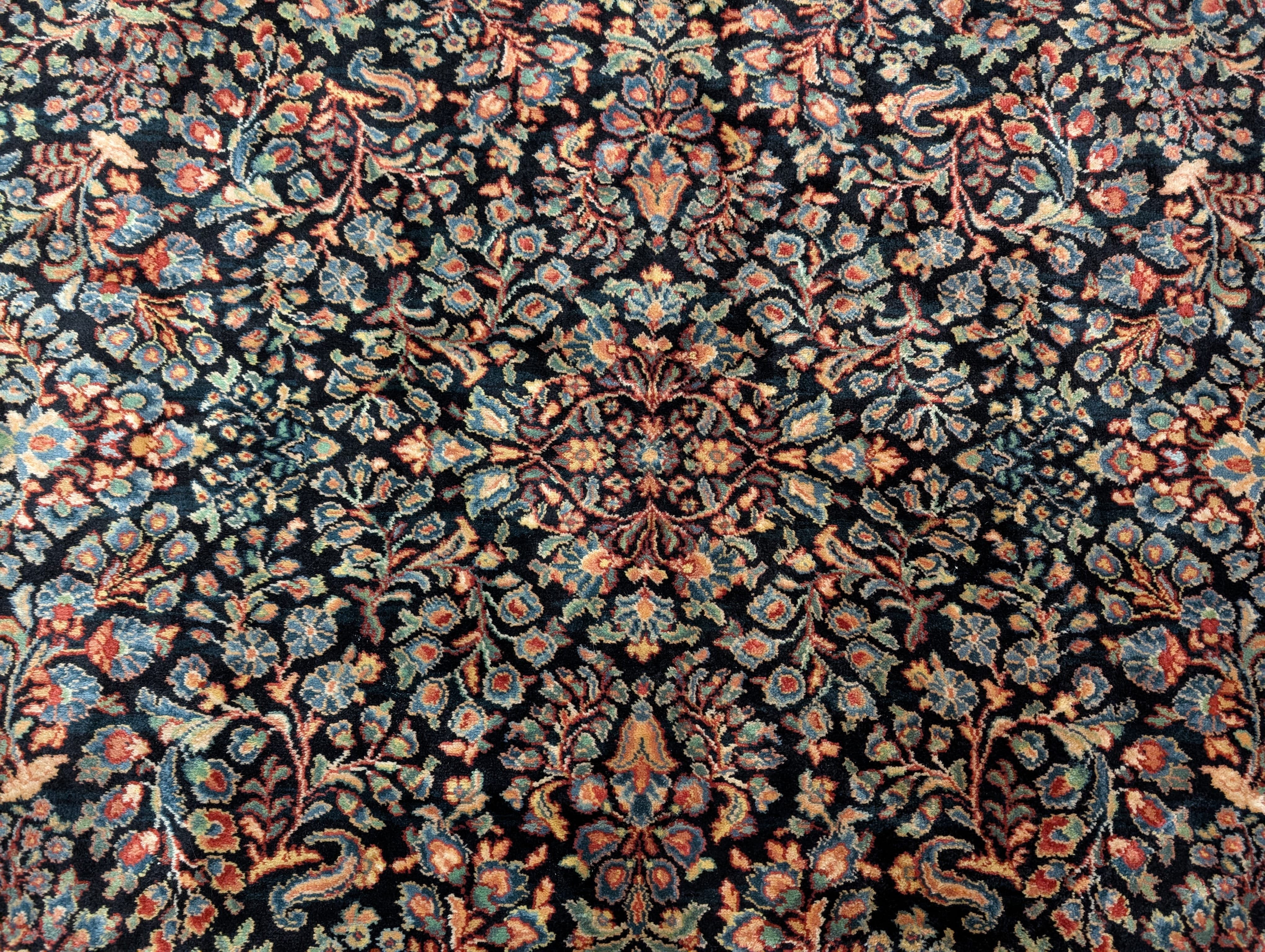 Karastan Rug 8.8 x 10.6, Black Antique Sarouk #800/803, Vintage, Wool, Classic Traditions Collection - Jewel Rugs