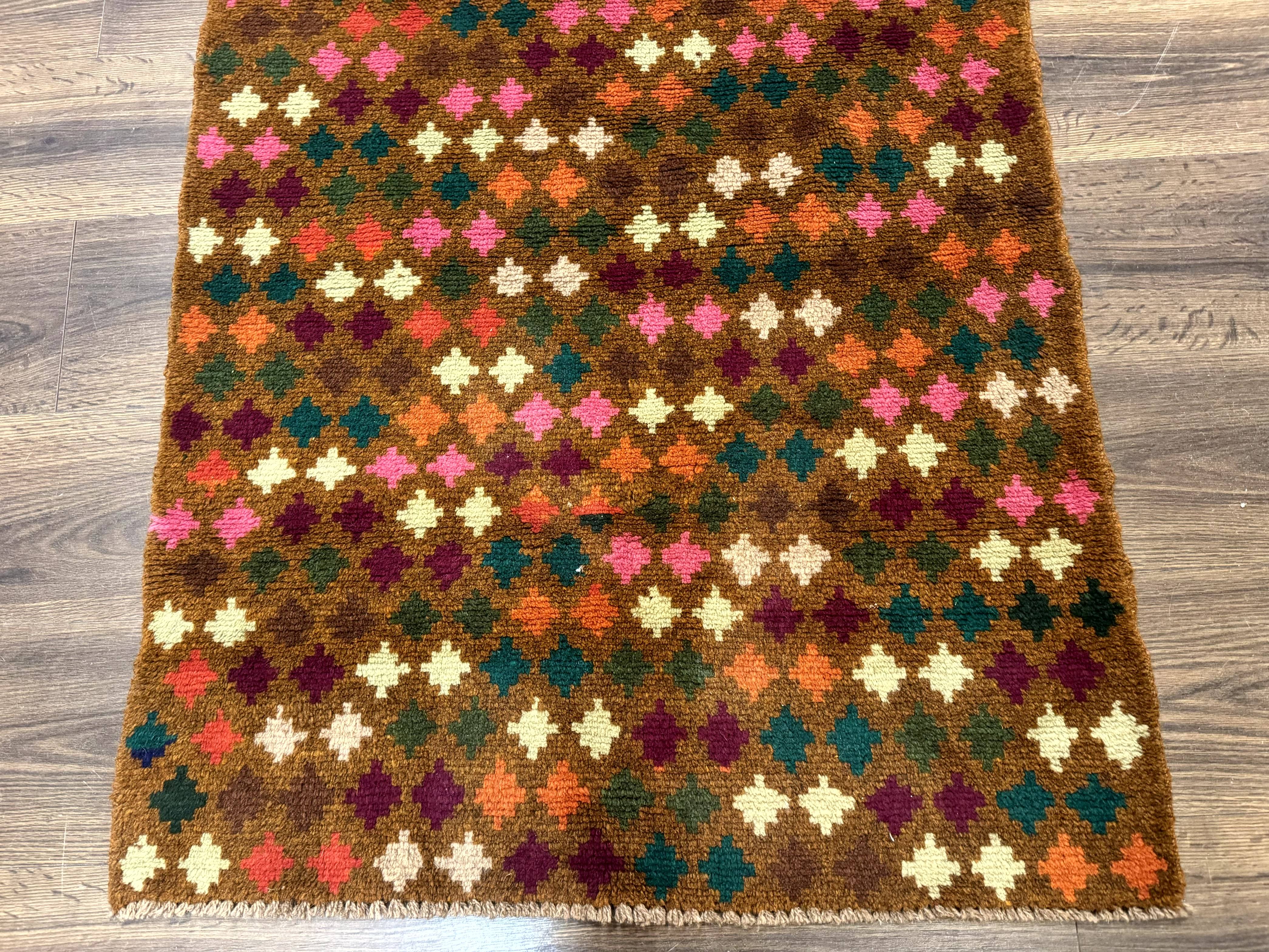 Colorful Afghan Balouch Rug 3x4, Vintage Handmade Wool Carpet - Jewel Rugs