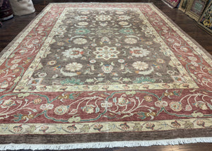 Peshawar Rug 10x15, Pak Persian Sultanabad Rug, VIntage Wool Floral Handmade Carpet, Pakistani Rug