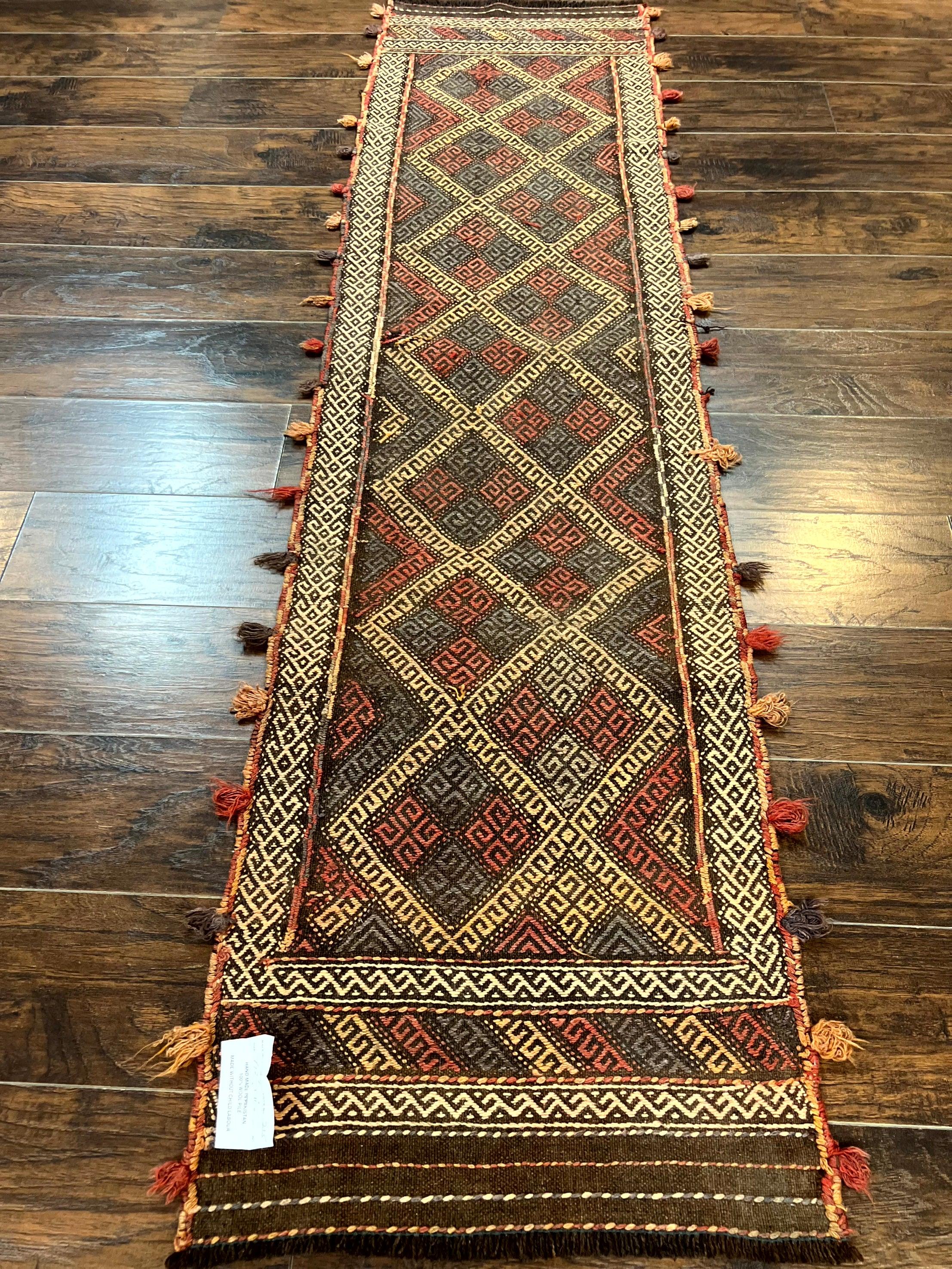 Tribal Runner Rug 2x8, Pakistani Turkoman Runner, Wool Handmade Vintage Rug - Jewel Rugs