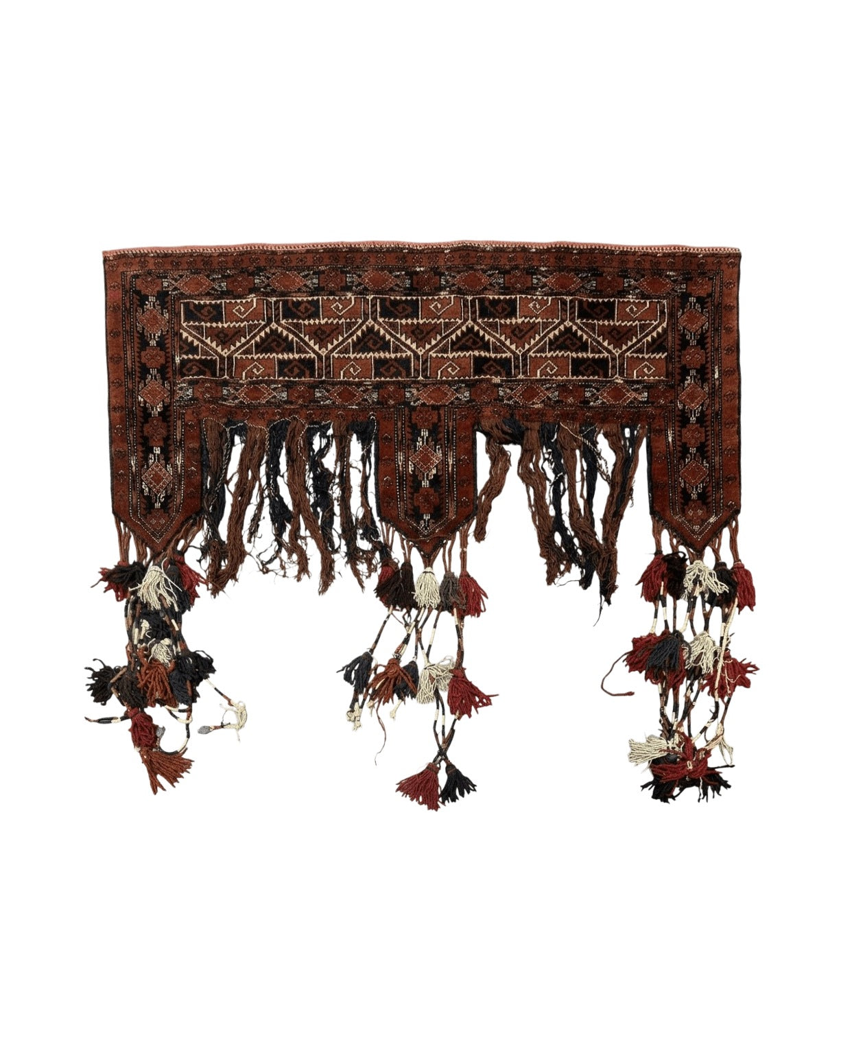 Antique Afghan Beshir Tent Header Textile Rug, Tribal Collectible, Wool Afghanistan 5.3x4.8 - 2405L019
