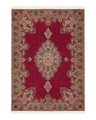 Antique Karastan Red Medallion Kirman Rug 9x12 #762, Wool USA 8' 8" x 12' in Red and Cream, Gray, Multicolor - 2603L087