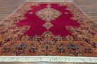Antique Karastan Red Medallion Kirman Rug 9x12 #762, Wool USA 8' 8" x 12' in Red and Cream, Gray, Multicolor - 2603L087