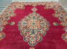 Antique Karastan Red Medallion Kirman Rug 9x12 #762, Wool USA 8' 8" x 12' in Red and Cream, Gray, Multicolor - 2603L087