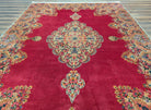 Antique Karastan Red Medallion Kirman Rug 9x12 #762, Wool USA 8' 8" x 12' in Red and Cream, Gray, Multicolor - 2603L087