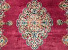 Antique Karastan Red Medallion Kirman Rug 9x12 #762, Wool USA 8' 8" x 12' in Red and Cream, Gray, Multicolor - 2603L087