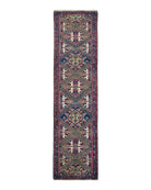 Antique Persian Hamadan Runner 2' 6" x 9' 5", Geometric Medallions, Wool Azerbaijan 2' 6" x 9' 5" in Navy Blue and Ivory, Red - 2605J049