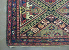 Antique Persian Hamadan Runner 2' 6" x 9' 5", Geometric Medallions, Wool Azerbaijan 2' 6" x 9' 5" in Navy Blue and Ivory, Red - 2605J049