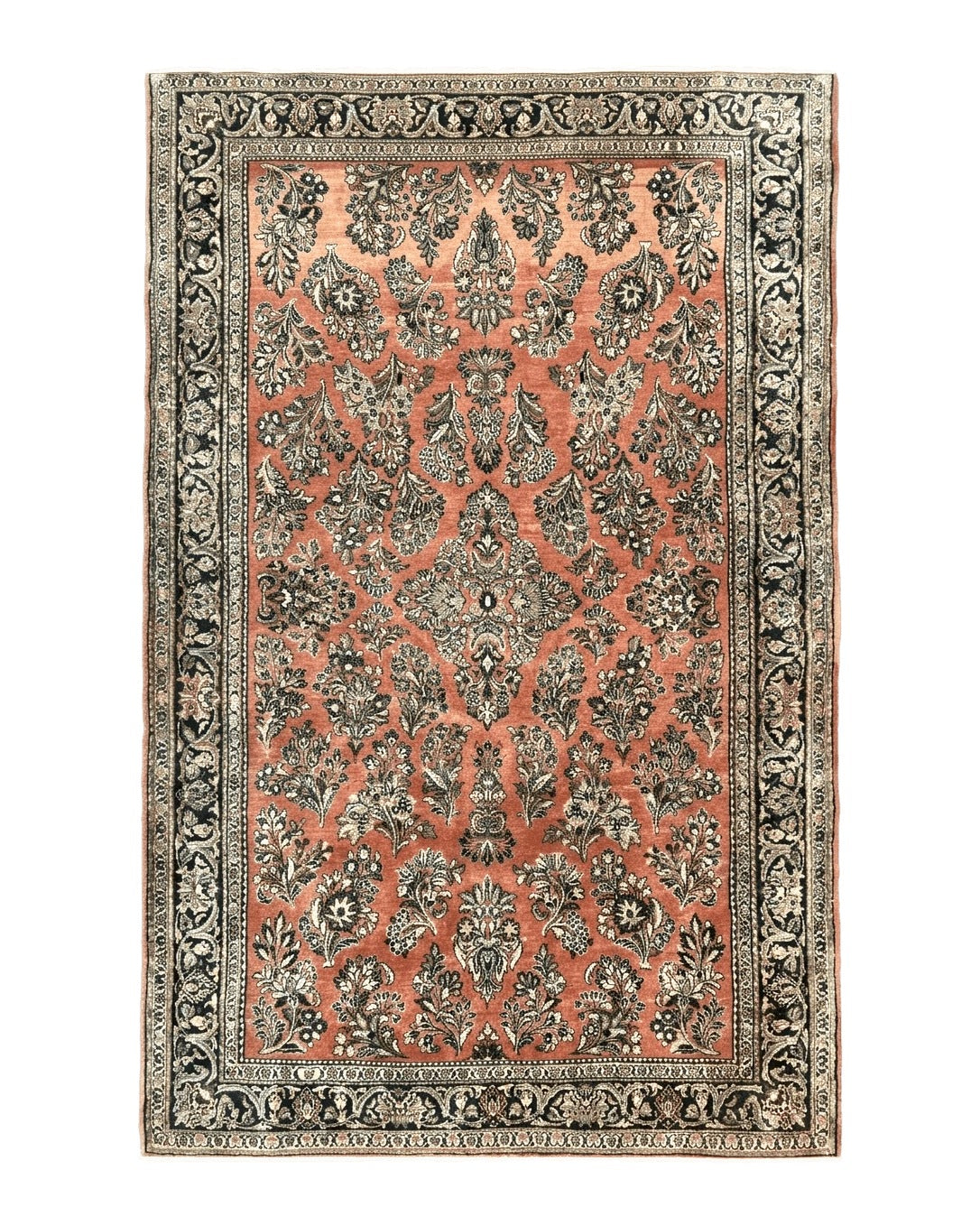 Antique Persian Sarouk Rug 4x7, Hand Knotted Wool Red Persian Carpet, Floral, Fine 300 KPSI Azerbaijan 4' 2" x 6' 7" - 2307L143