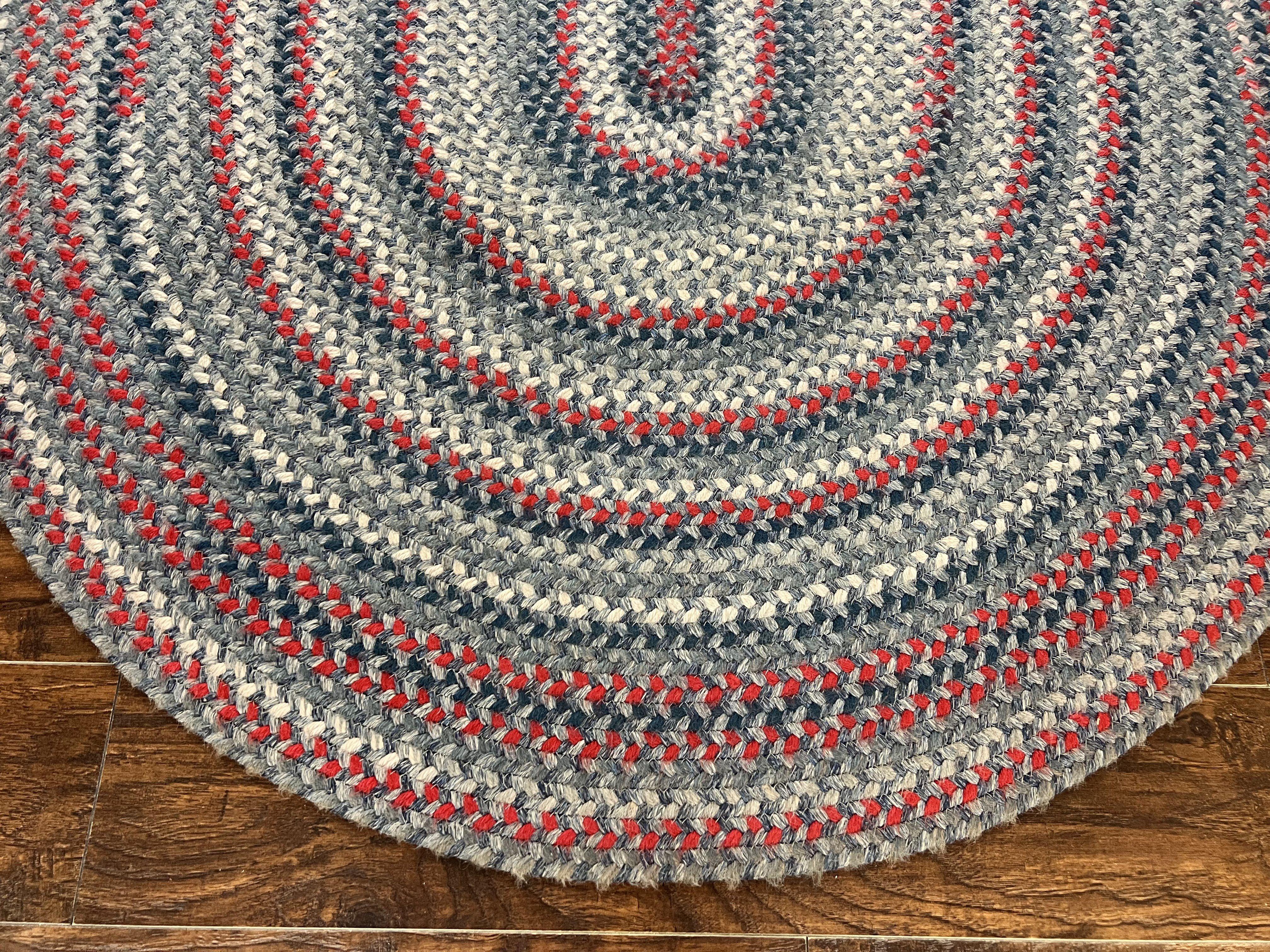 American Oval Braided Rug 5x8, Vintage Multicolor Handmade Wool 5 x 8 Carpet - Jewel Rugs