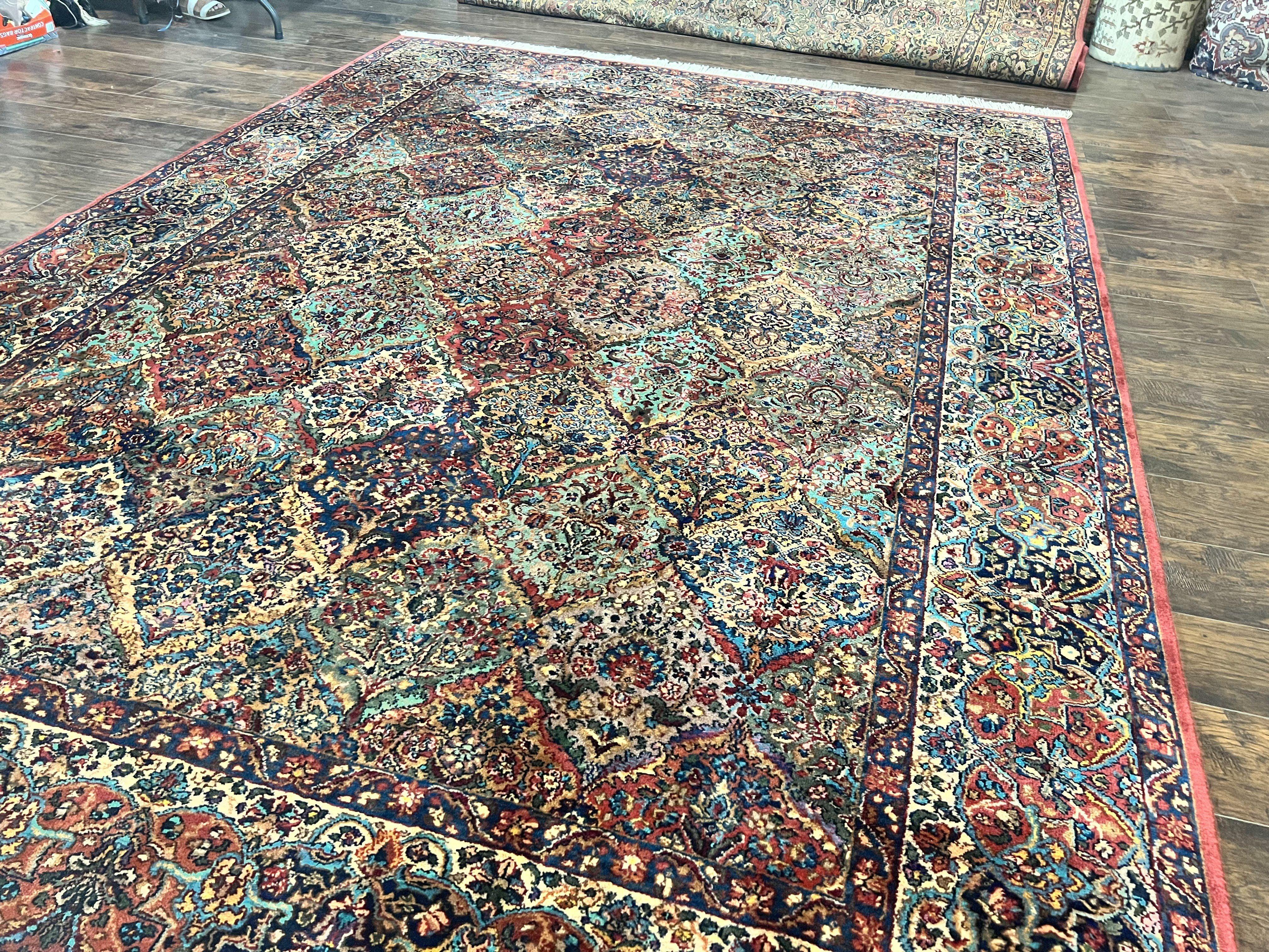 Karastan Rug Multicolor Panel Kirman #717, 8.8 x 12 Karastan Carpet, Vintage Multipanel Kirman, Original 700 Series, Wool, Vintage - Jewel Rugs