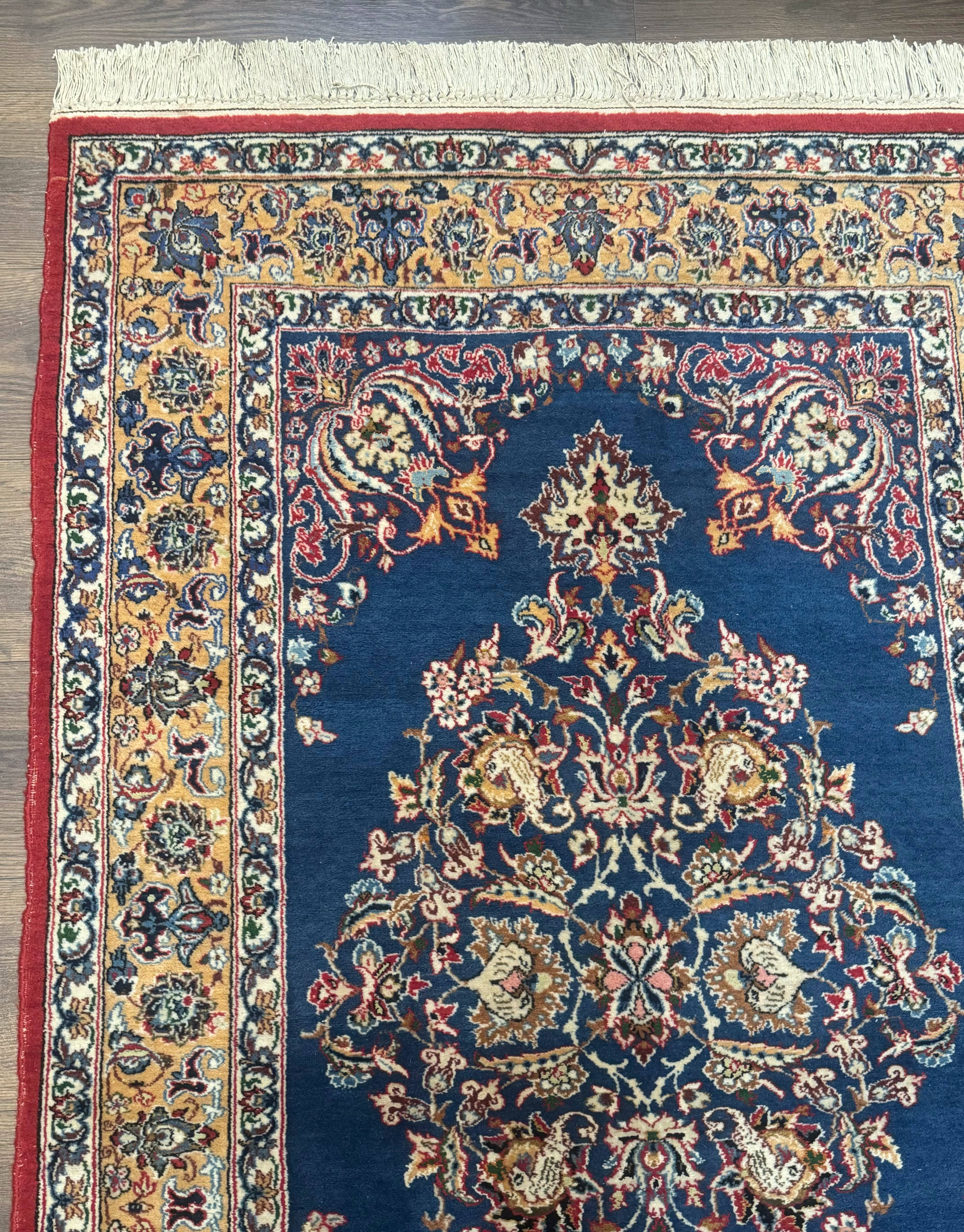 Blue Persian Qum Rug 3.6 x 5, Floral Medallion, Fine 310 KPSI - Jewel Rugs