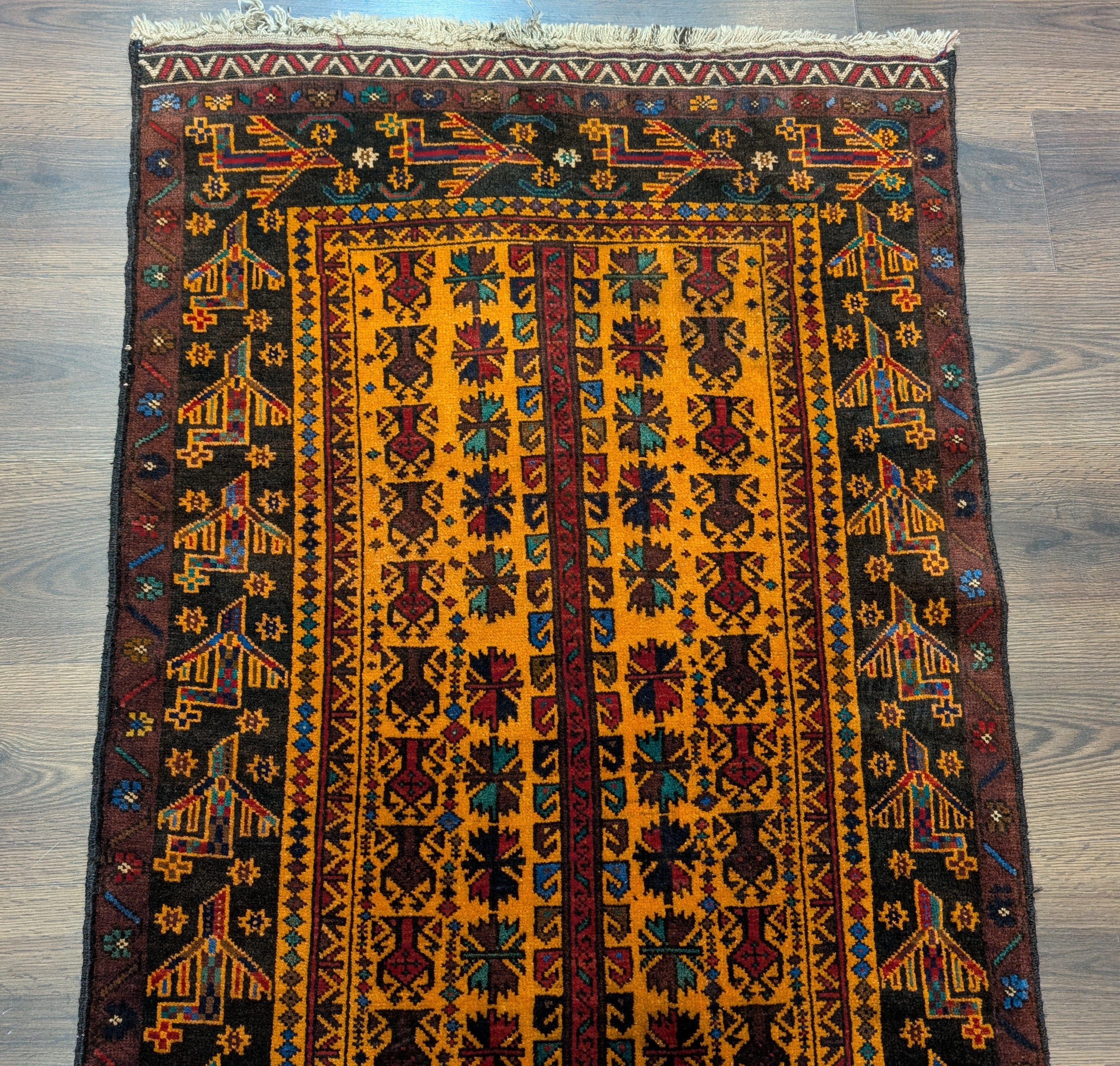 Afghan Baluch Rug 3x5, Tribal Carpet, Orange, Unique - Jewel Rugs