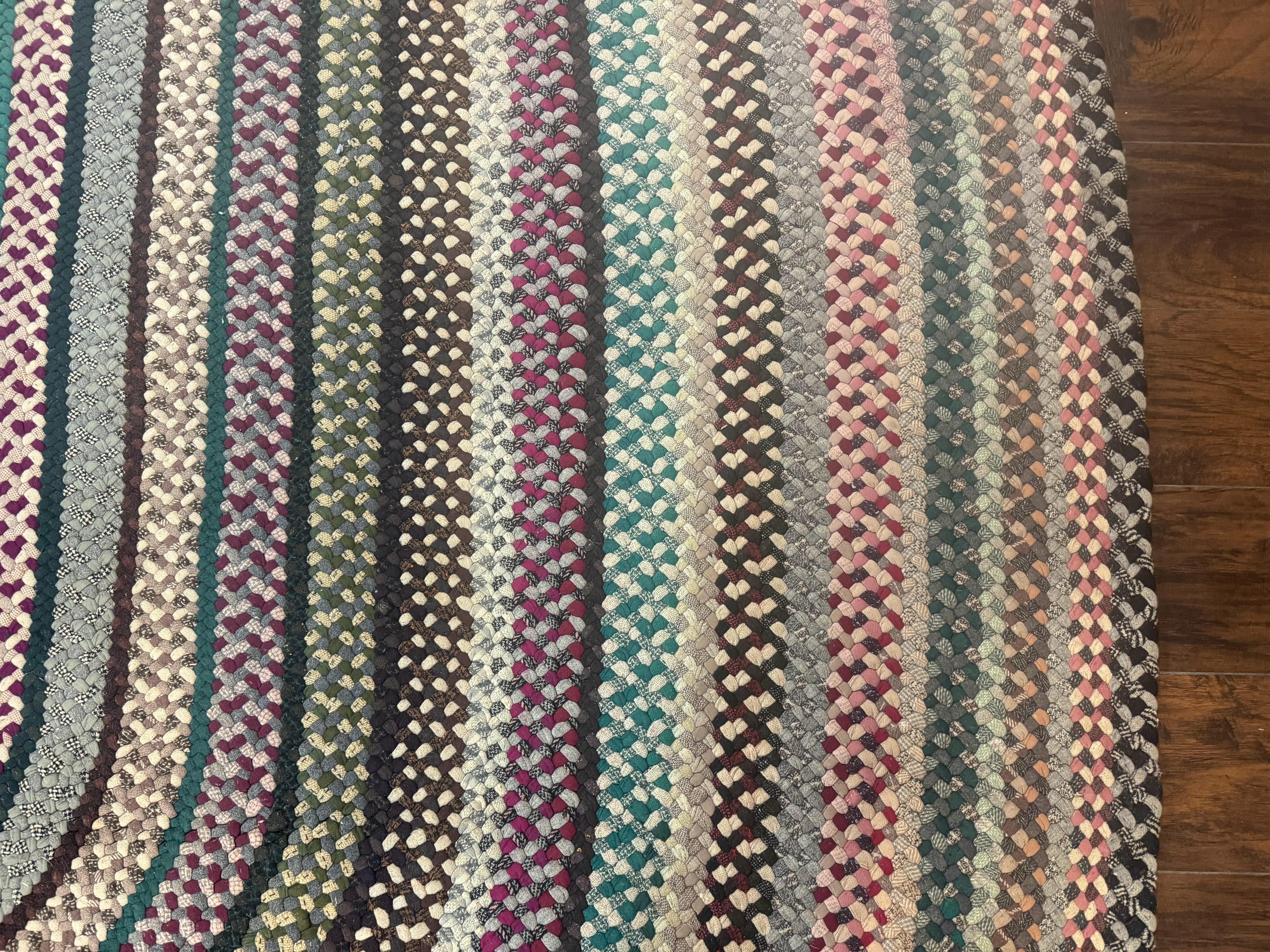 Large Oval American Braided Rug 10x12, Multicolor Vintage Braided Carpet - Jewel Rugs