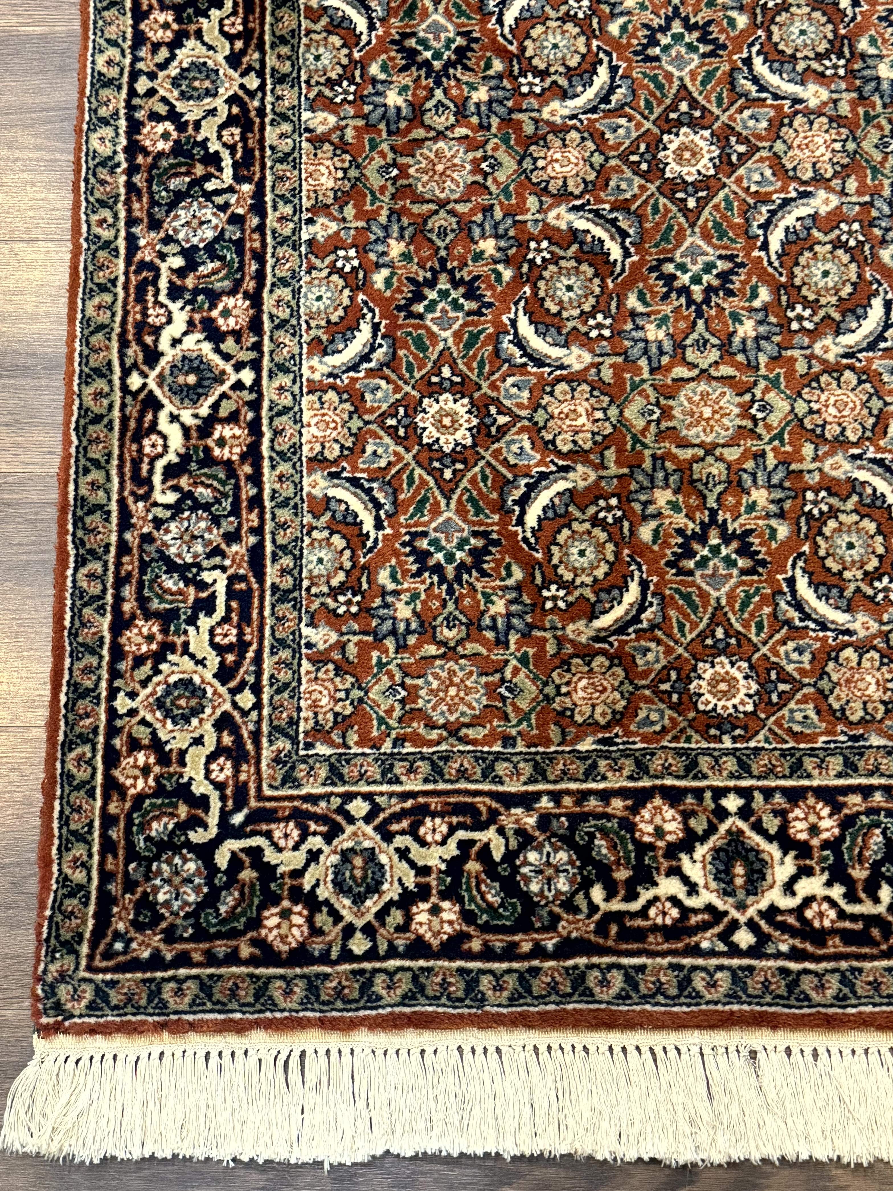 Indo Persian Bijar Rug 3x5, Red and Navy Blue, Allover Pattern, Fine Hand Knotted Wool Carpet - Jewel Rugs