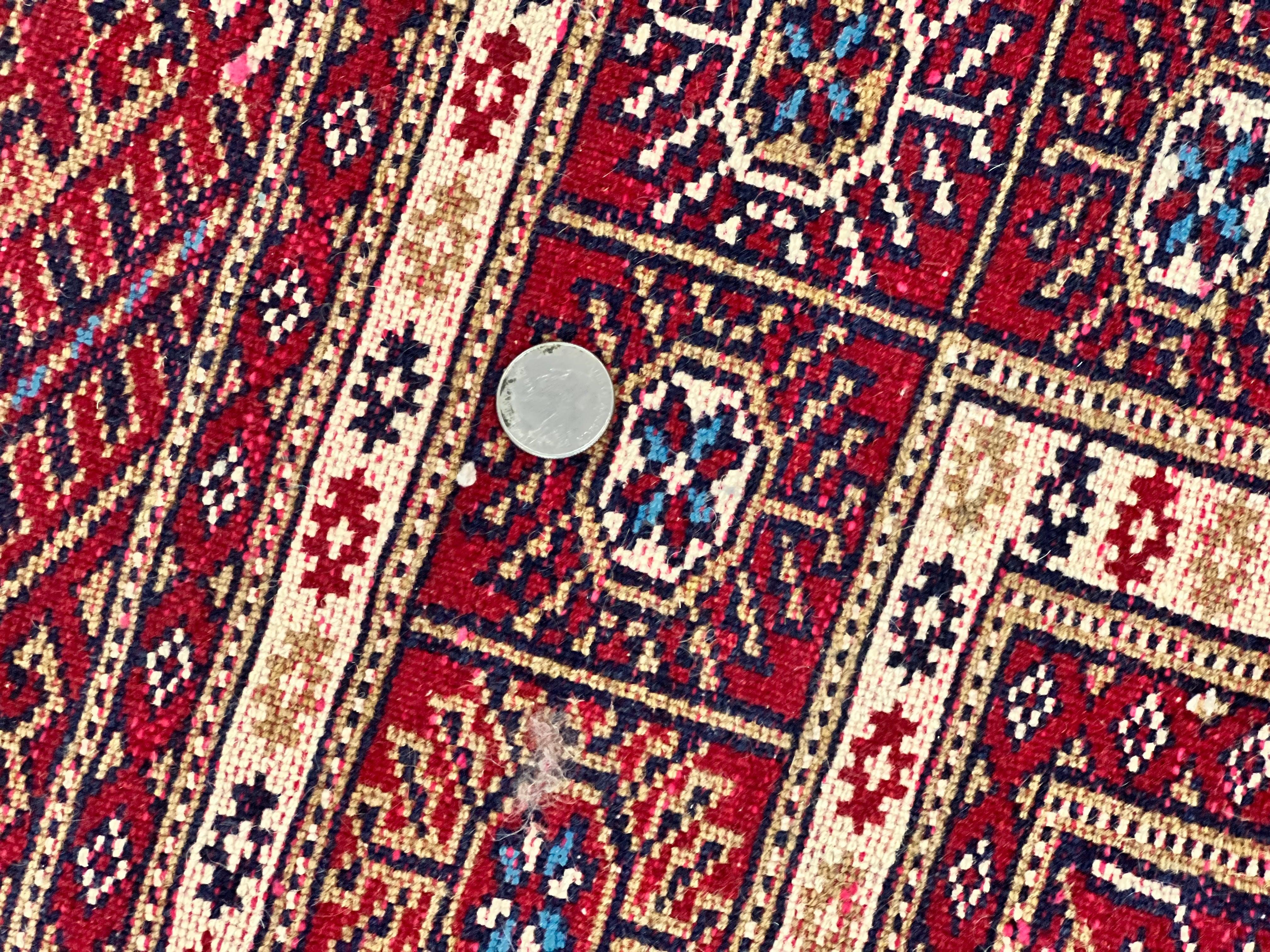 Pakistani Bokhara Rug 4x6, Red Turkoman Carpet, Finely Hand Knotted, Wool Vintage Rug - Jewel Rugs