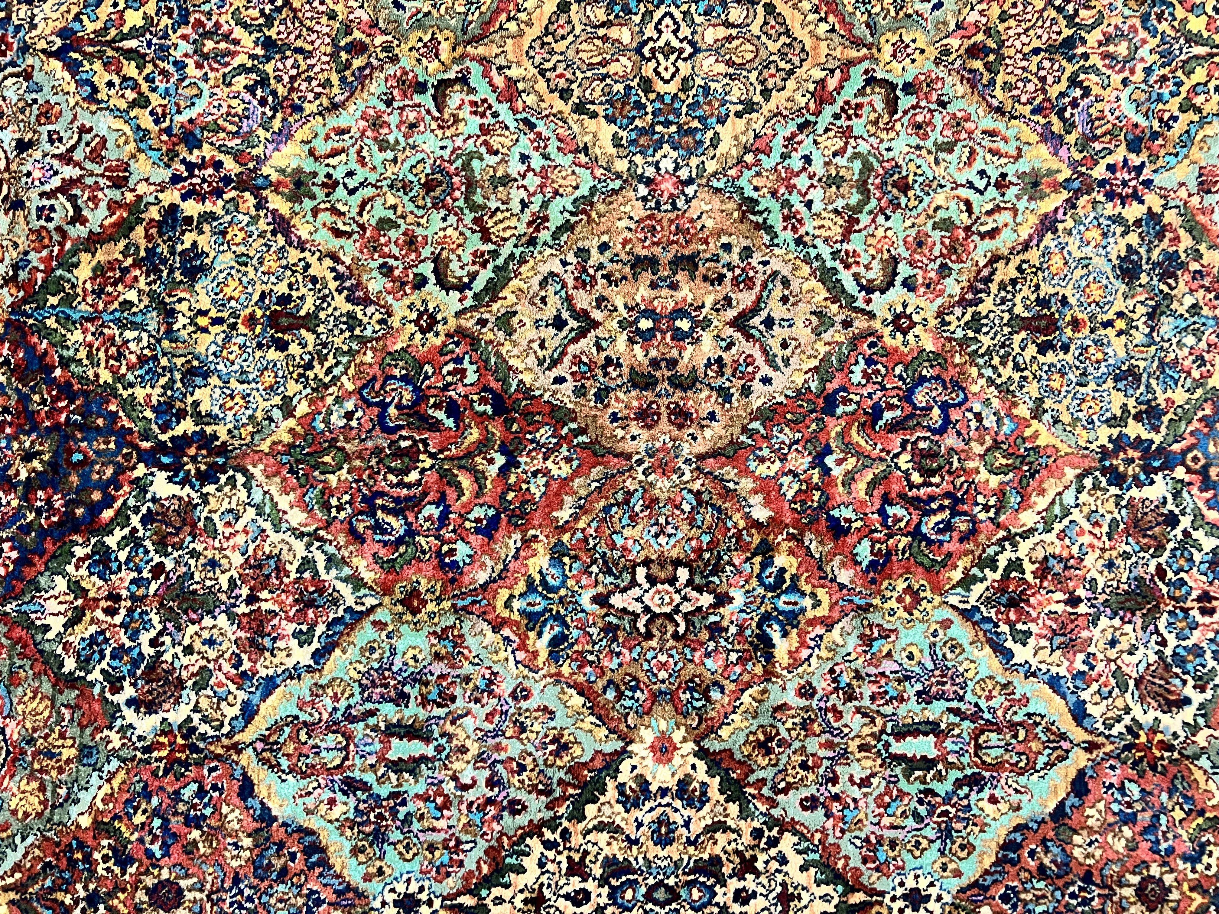 Karastan Multicolor Panel Kirman Rug #717, Wool Karastan Rug 5.9 x 9, Vintage Multipanel Kirman, Original Karastan Collection 700 Series - Jewel Rugs