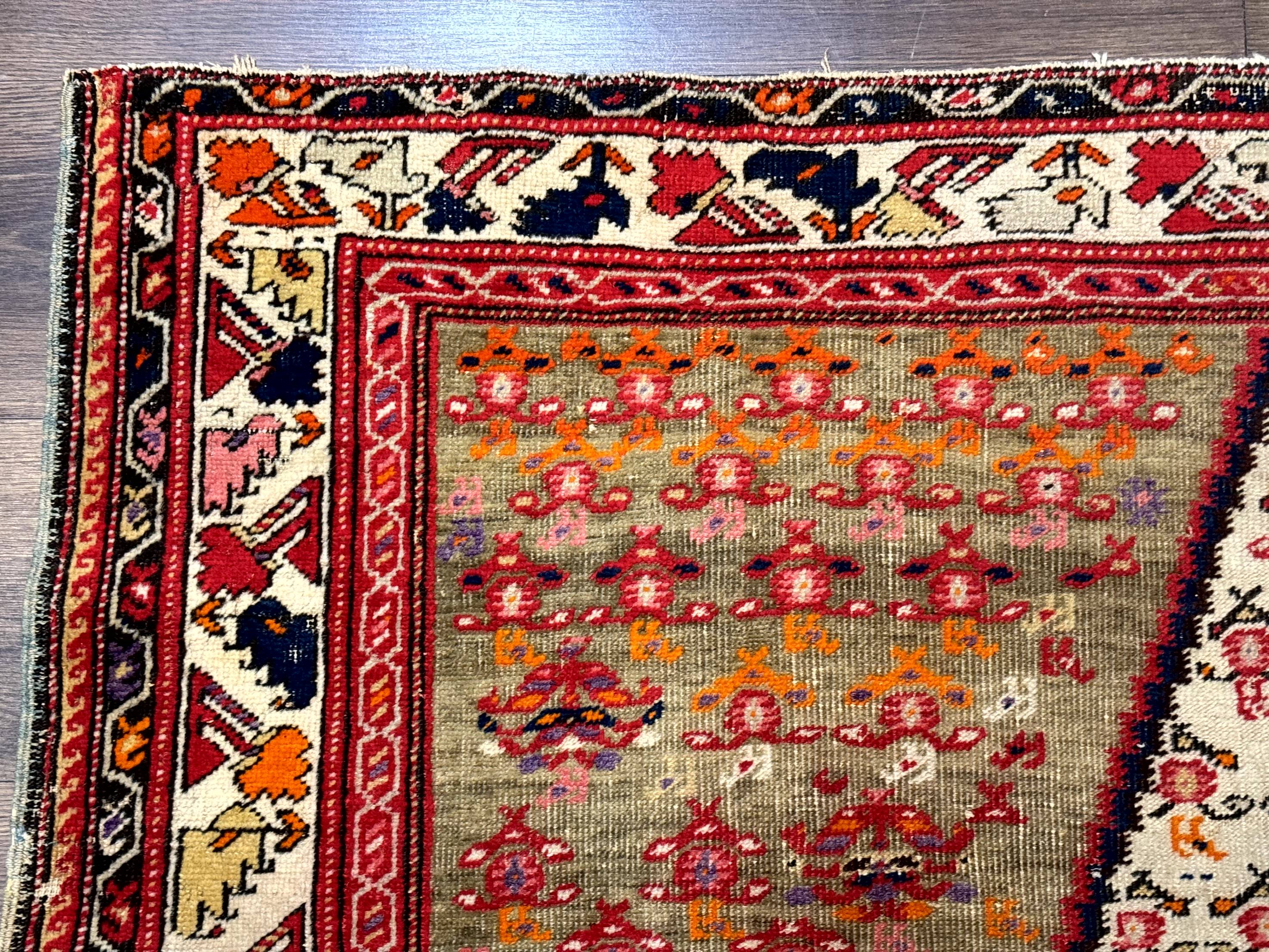 Antique Persian Malayer Rug 4x7, Tribal Senneh Carpet, Geometric, Diamond Design - Jewel Rugs