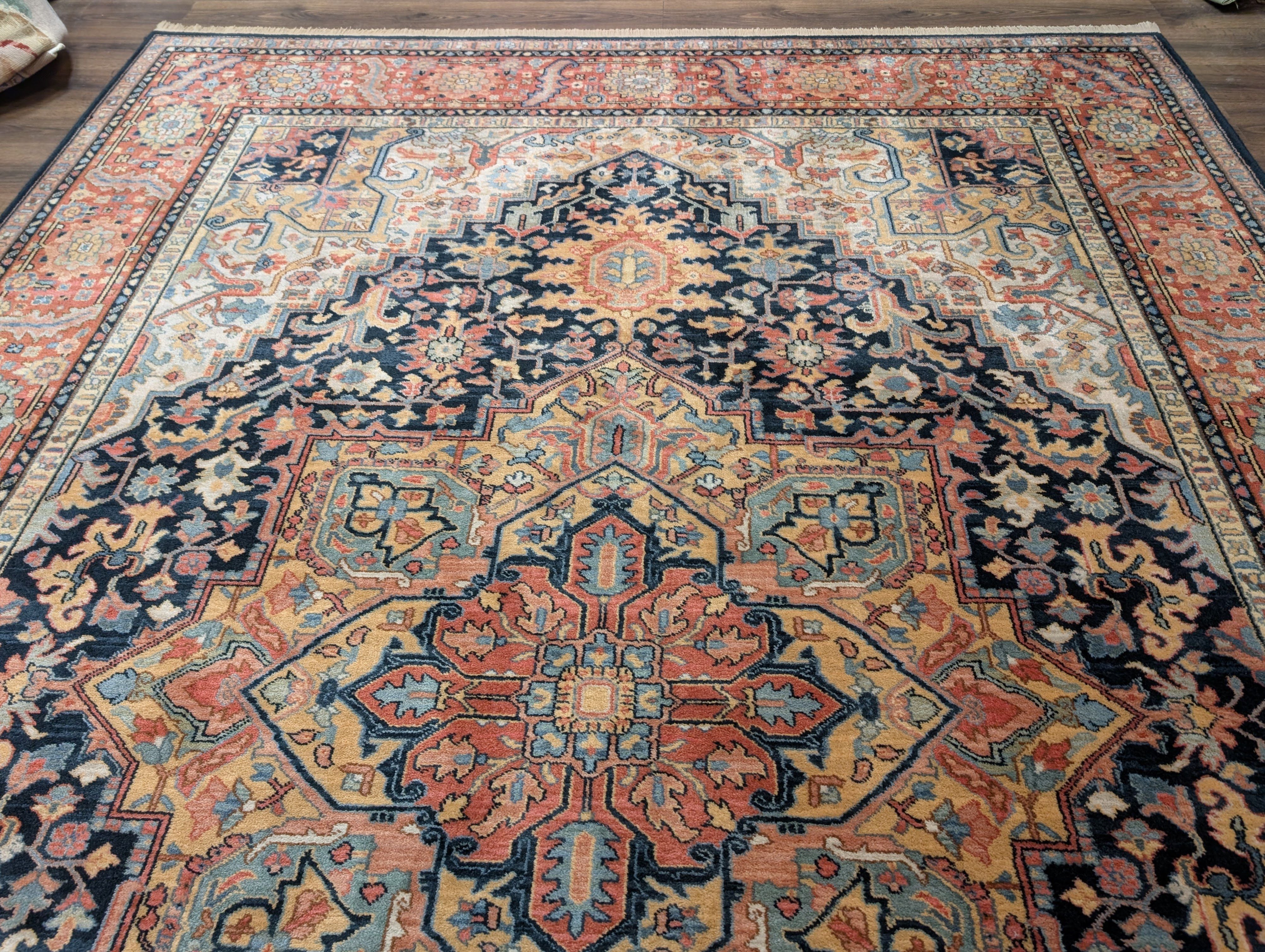 Karastan Rug 8.8 x 12 Navy Heriz #701, Vintage Wool Karastan Carpet - Jewel Rugs